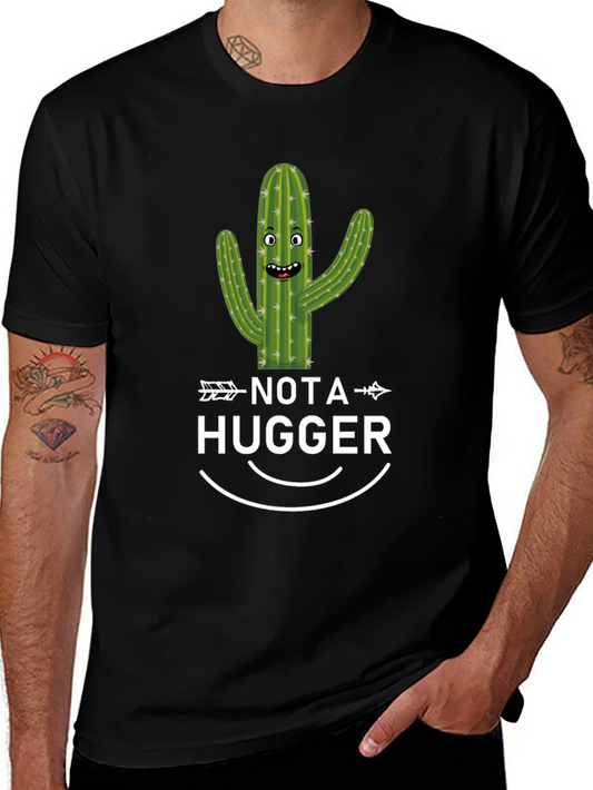 Funny Cactus Not a Hugger Black T-Shirt