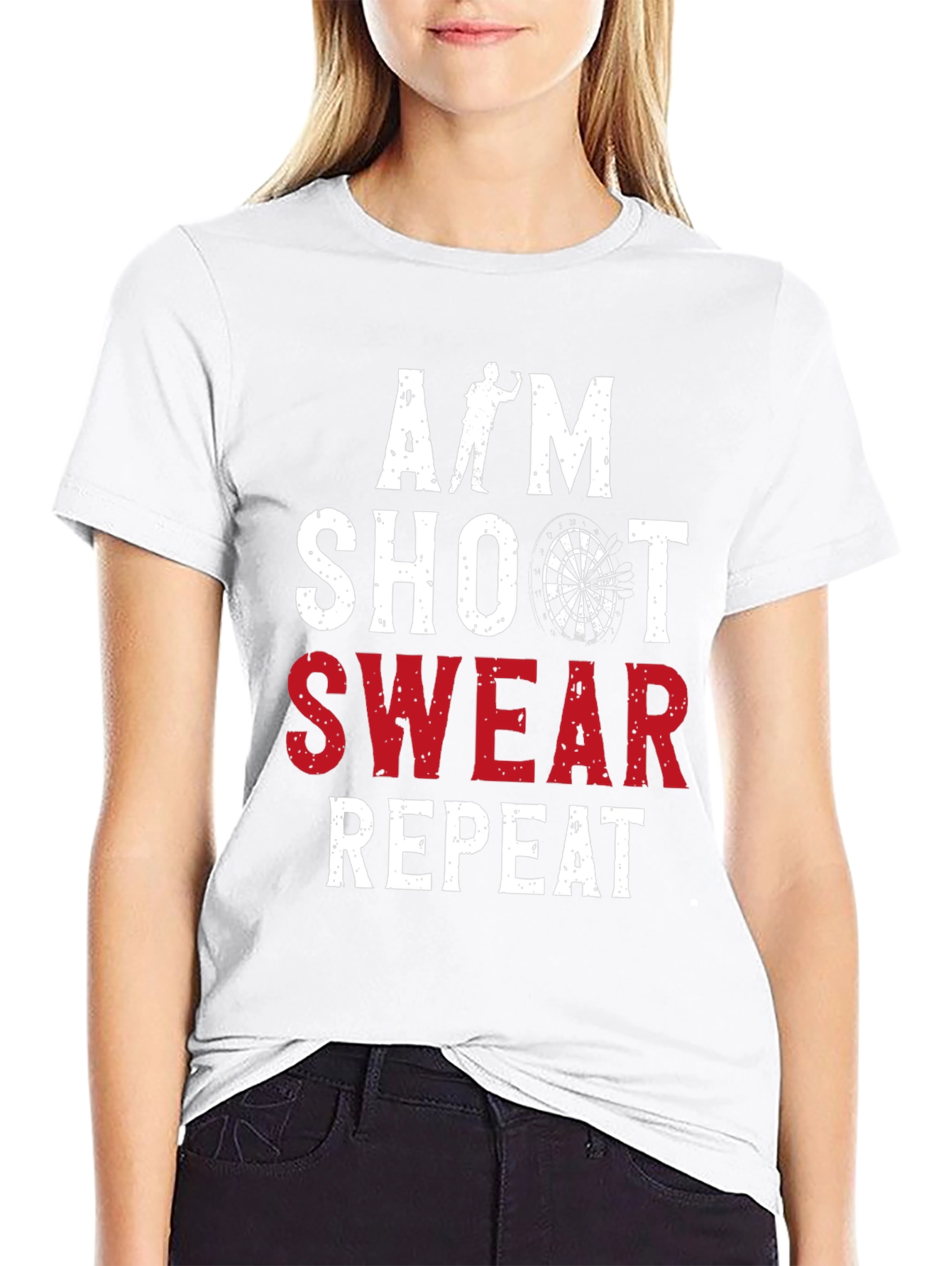 Aim Shoot Swear Repeat Darts Graphic Tee
