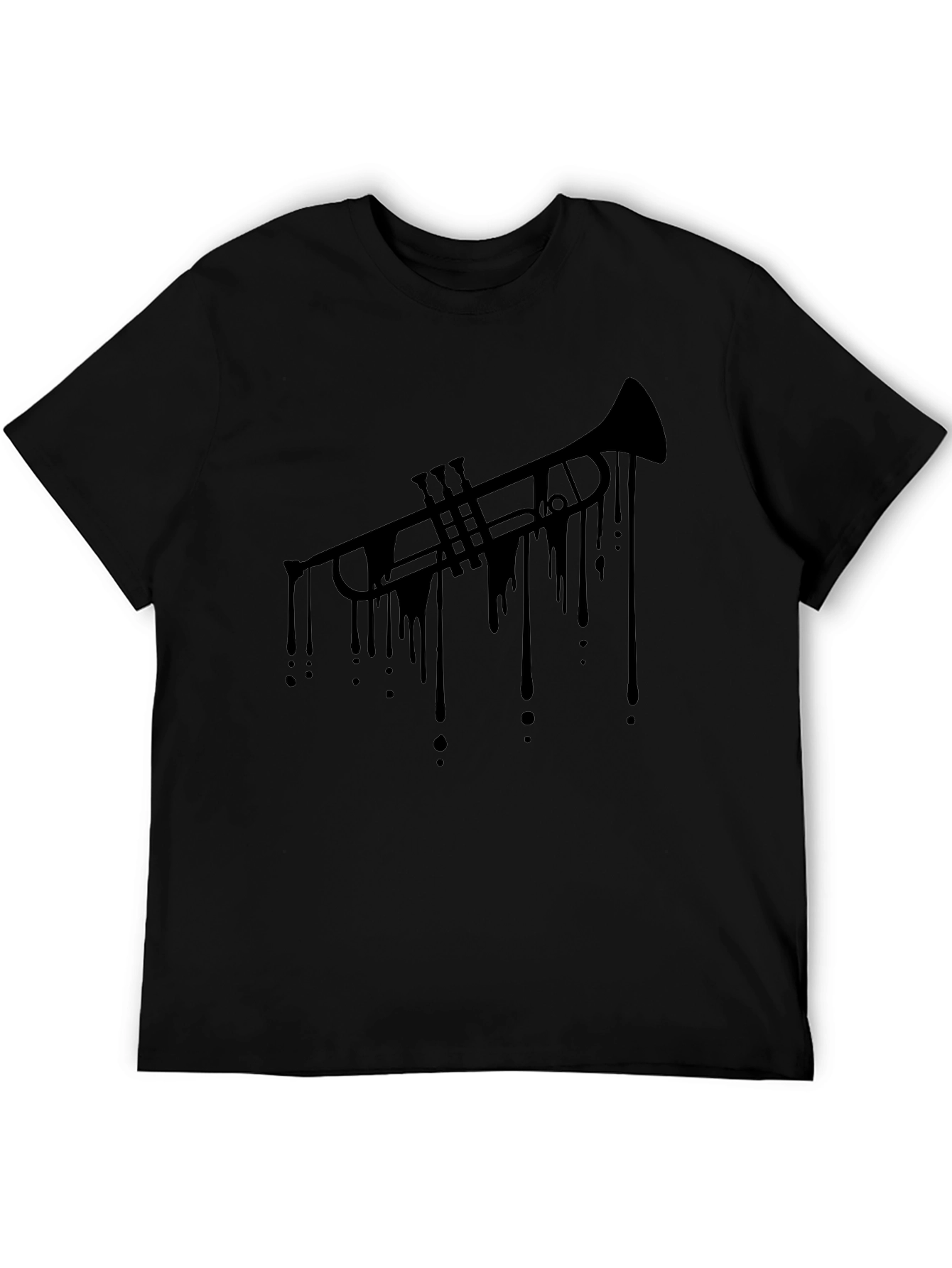 Dripping Trumpet Black T-Shirt - Cool Music Tee