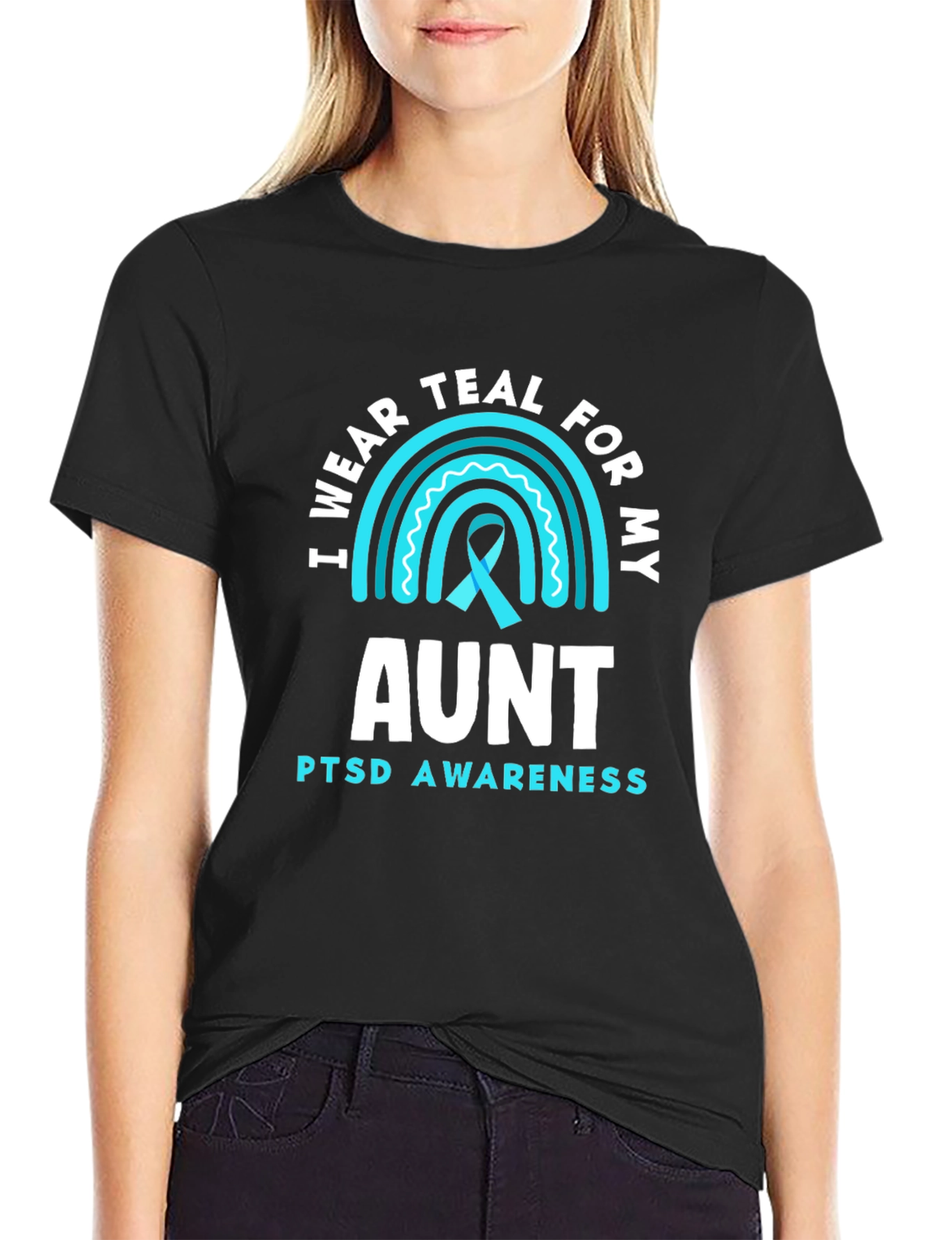 Teal PTSD Awareness Aunt T-Shirt