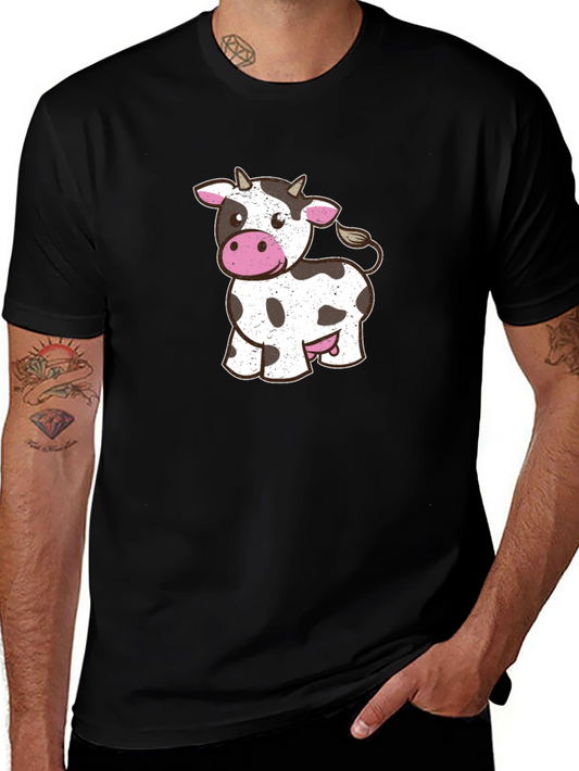Cute Cow Graphic T-Shirt - Black Cotton Tee
