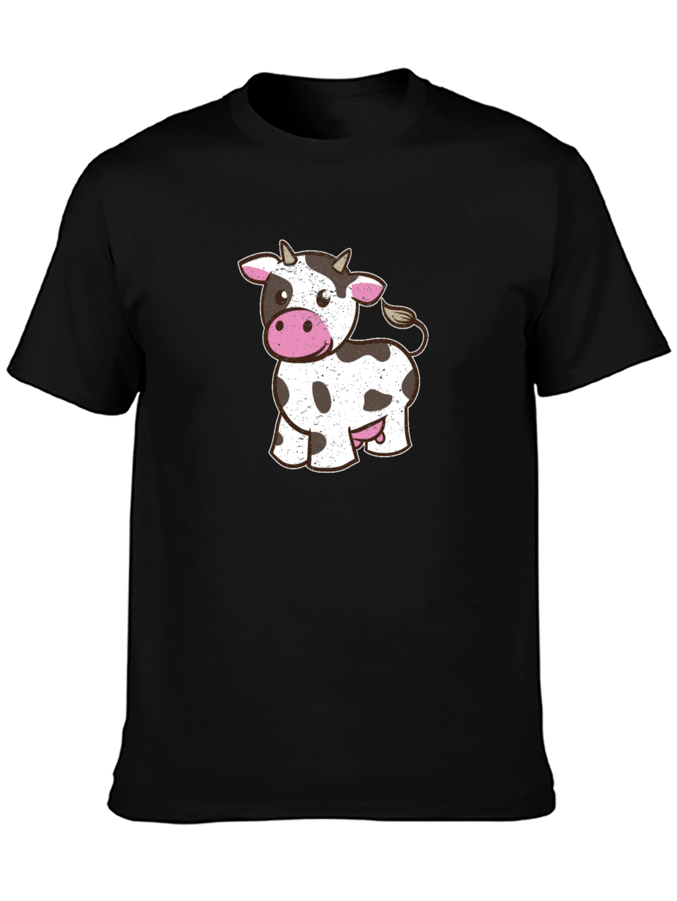 Cute Cow Graphic T-Shirt - Black Cotton Tee
