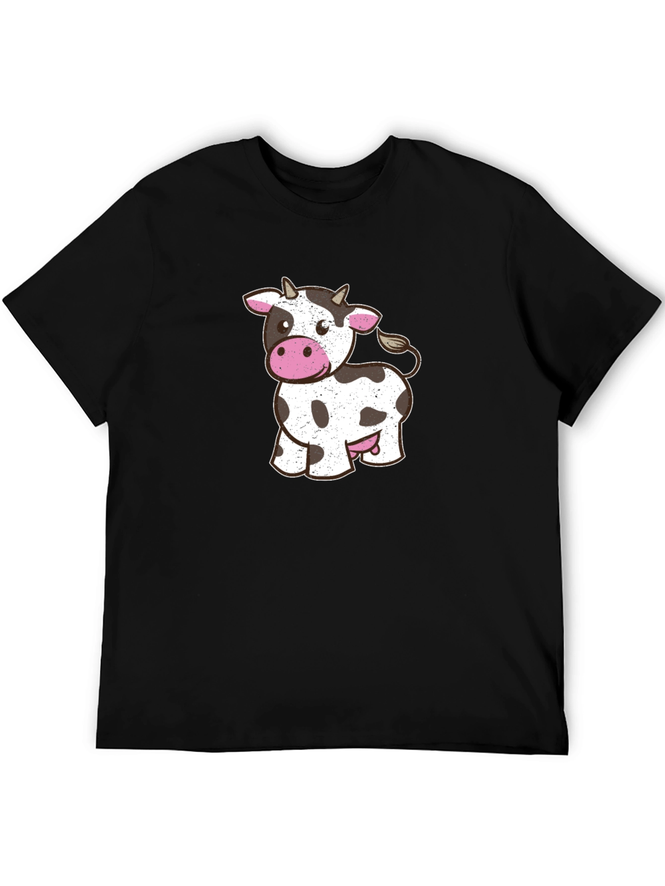 Cute Cow Graphic T-Shirt - Black Cotton Tee
