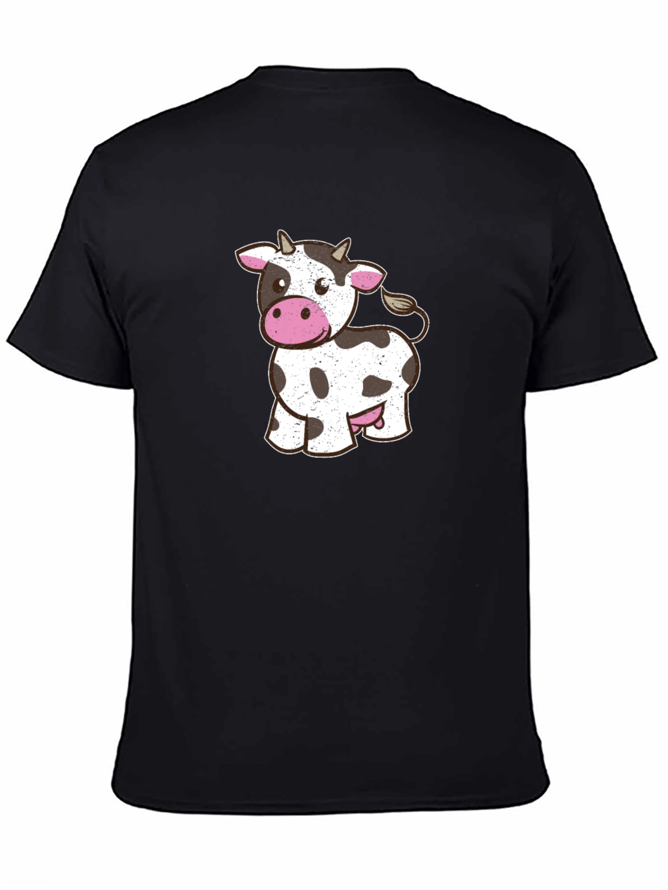 Cute Cow Graphic T-Shirt - Black Cotton Tee