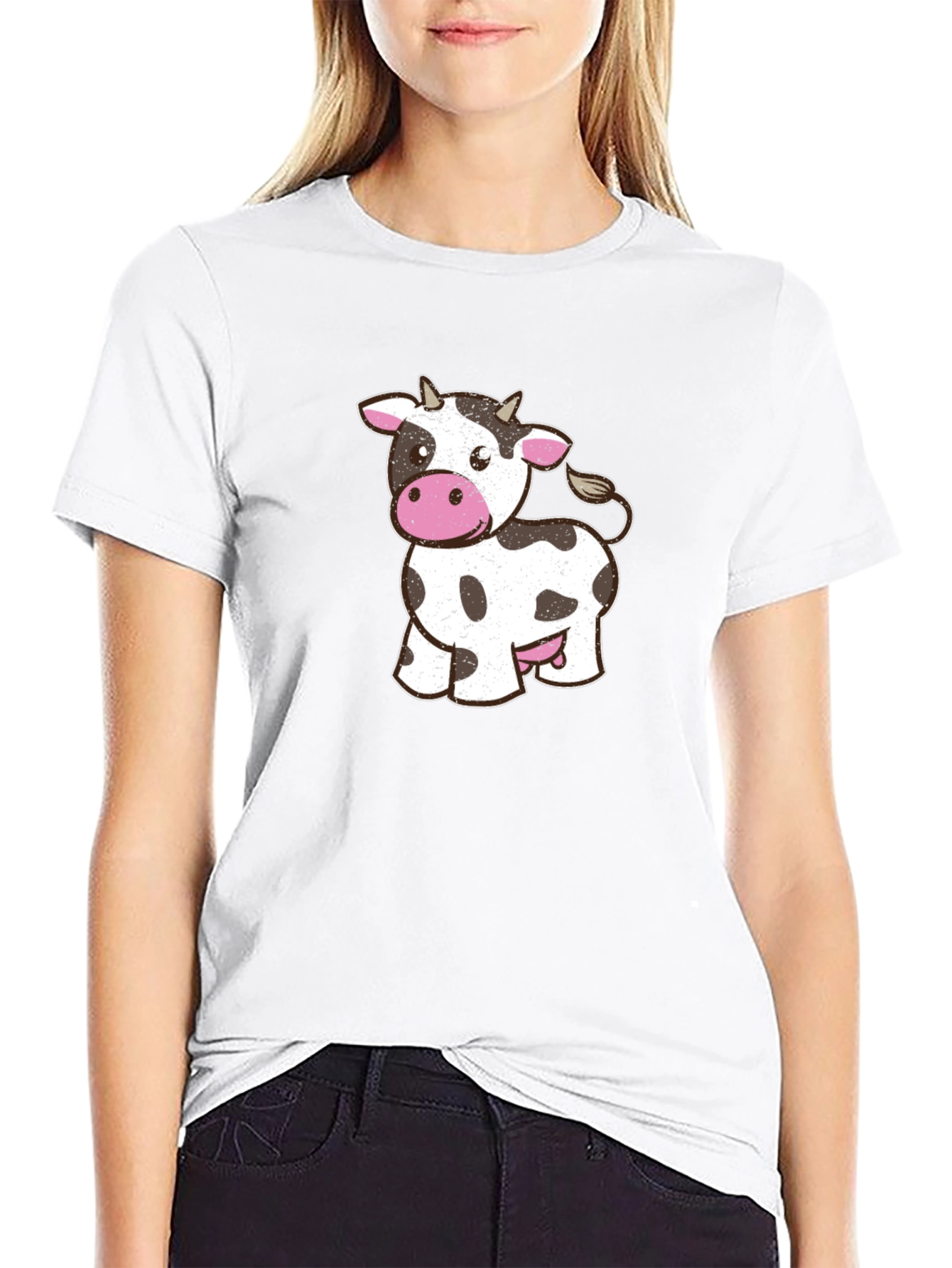 Cute Cow Graphic T-Shirt - Black Cotton Tee