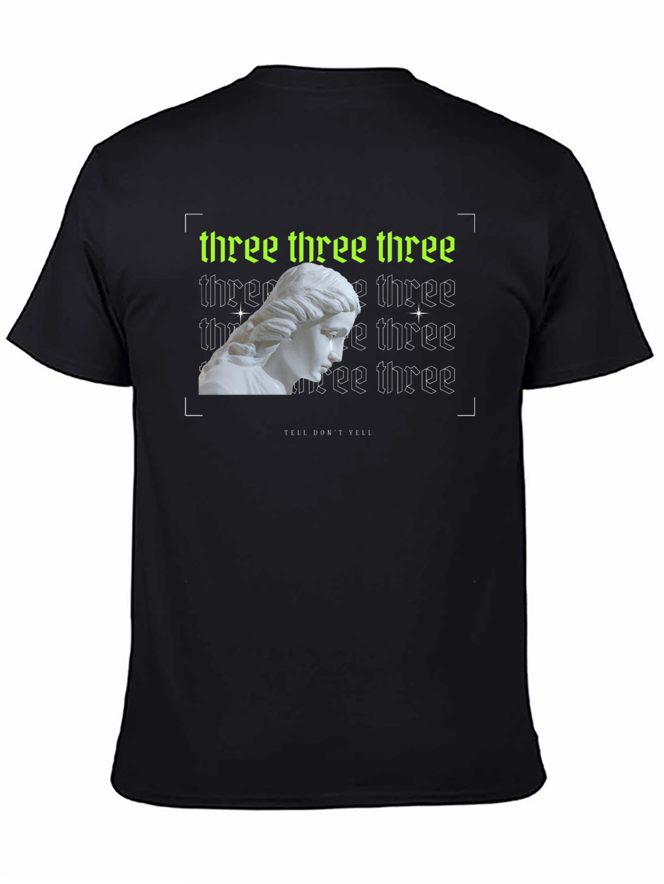 Trendy Three Graphic Print Black T-Shirt
