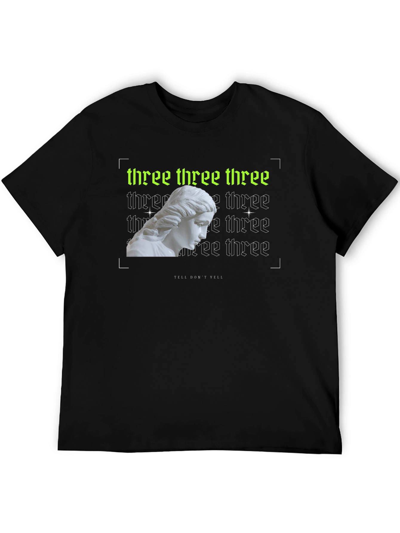 Trendy Three Graphic Print Black T-Shirt