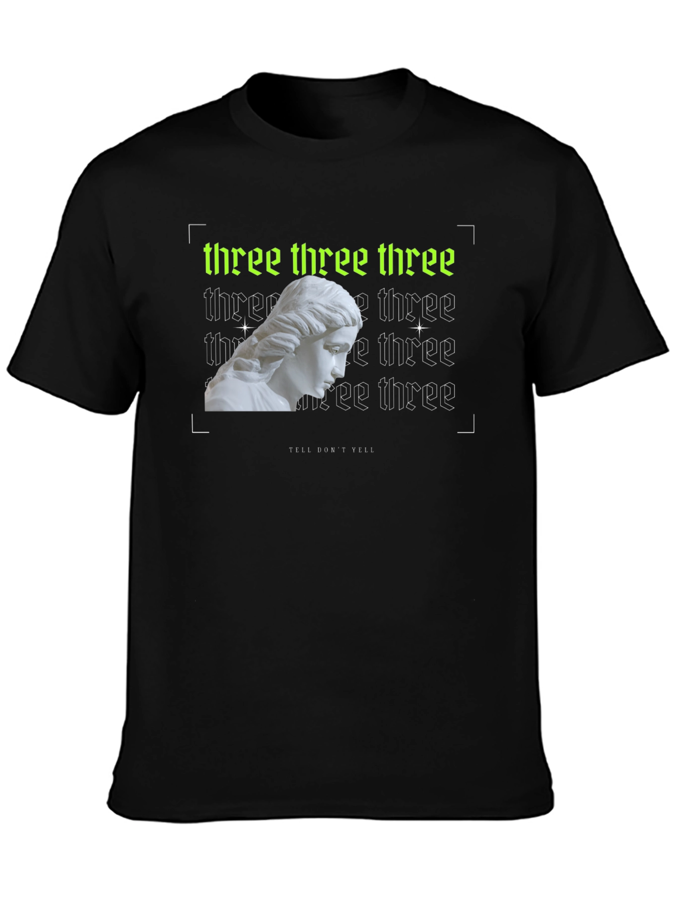 Trendy Three Graphic Print Black T-Shirt