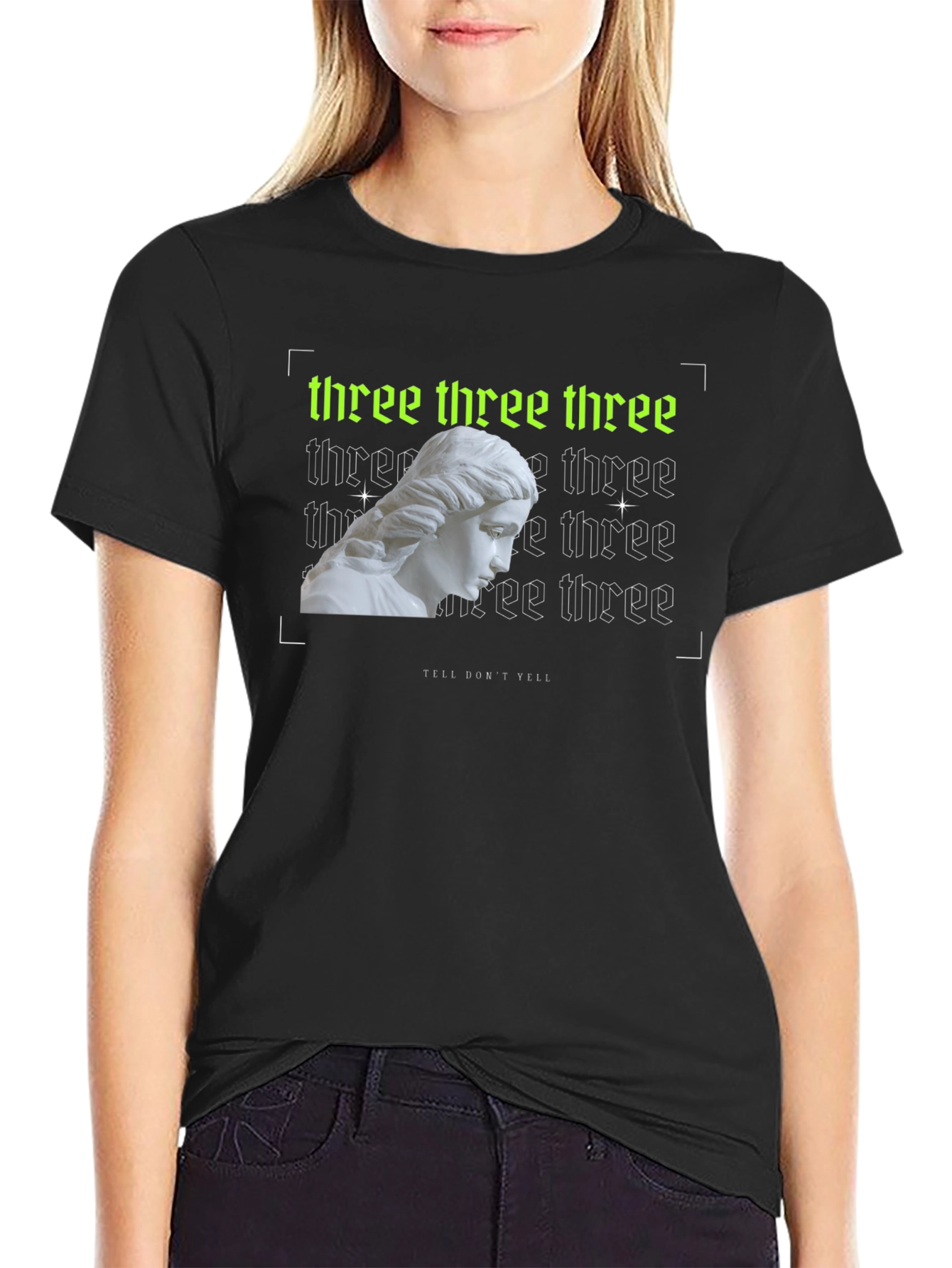 Trendy Three Graphic Print Black T-Shirt