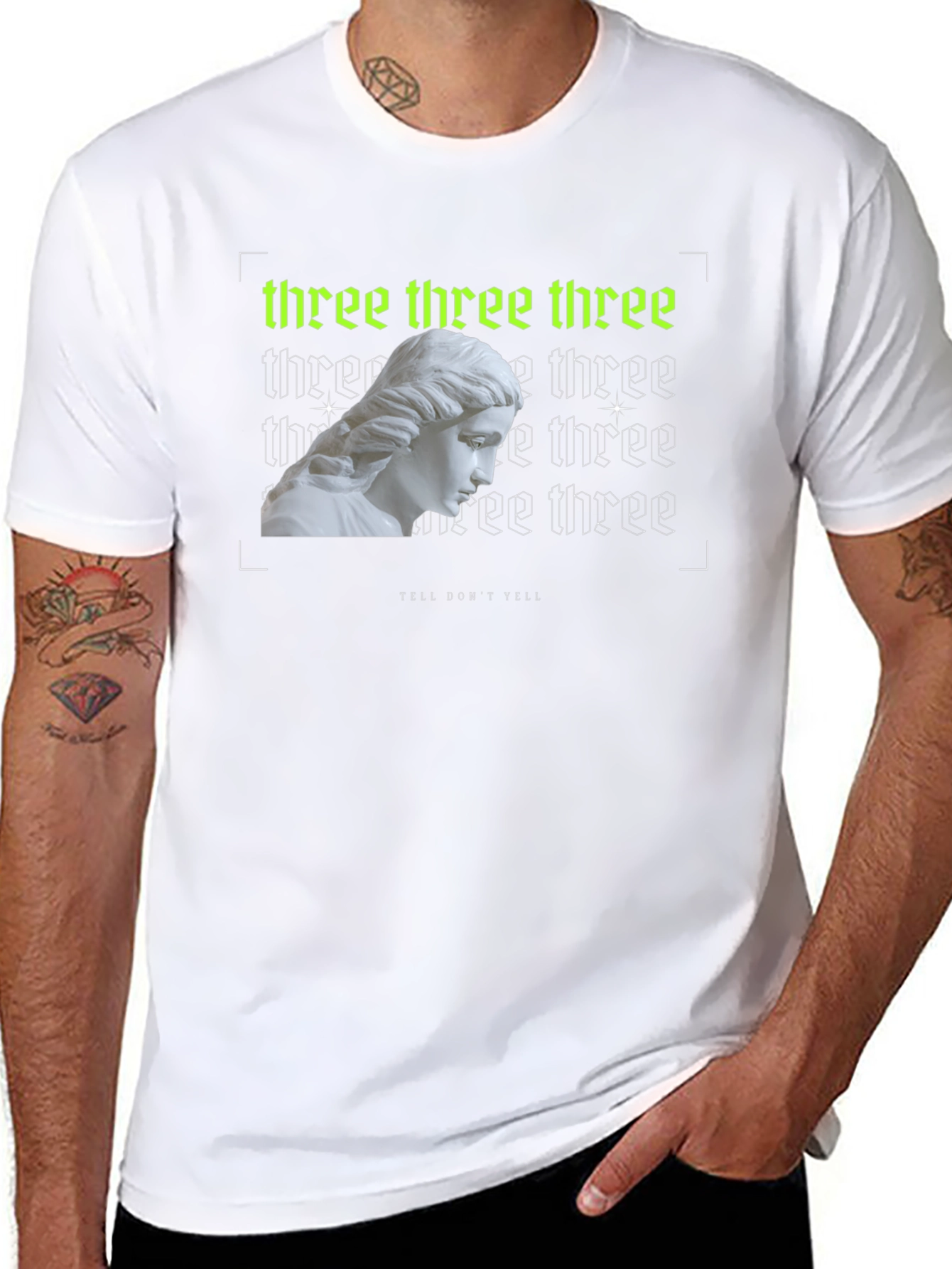 Trendy Three Graphic Print Black T-Shirt