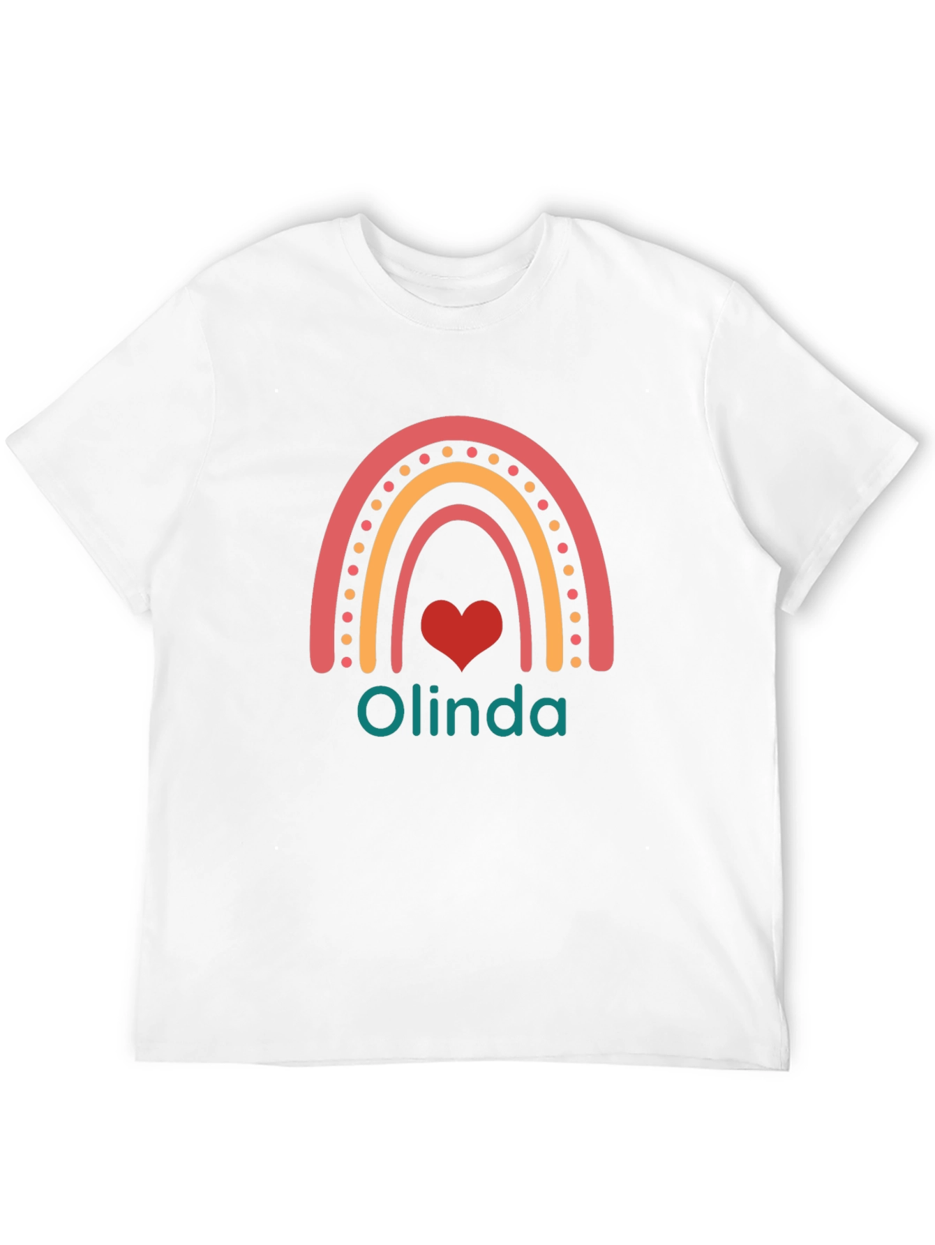 Olinda Rainbow Heart T-Shirt - Personalized Gift