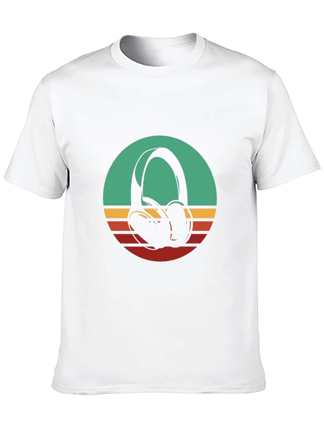 Retro Headphones Graphic Tee - Black Cotton Blend