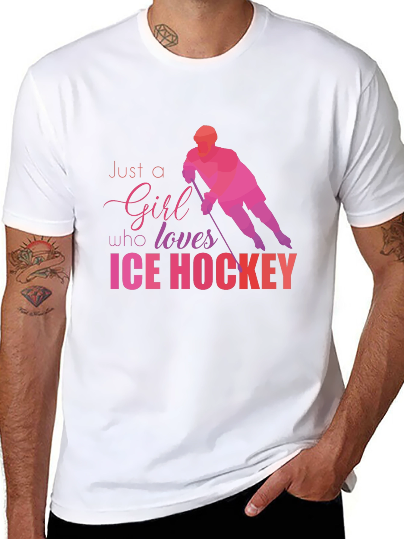 Girl Loves Ice Hockey Graphic T-Shirt - Black