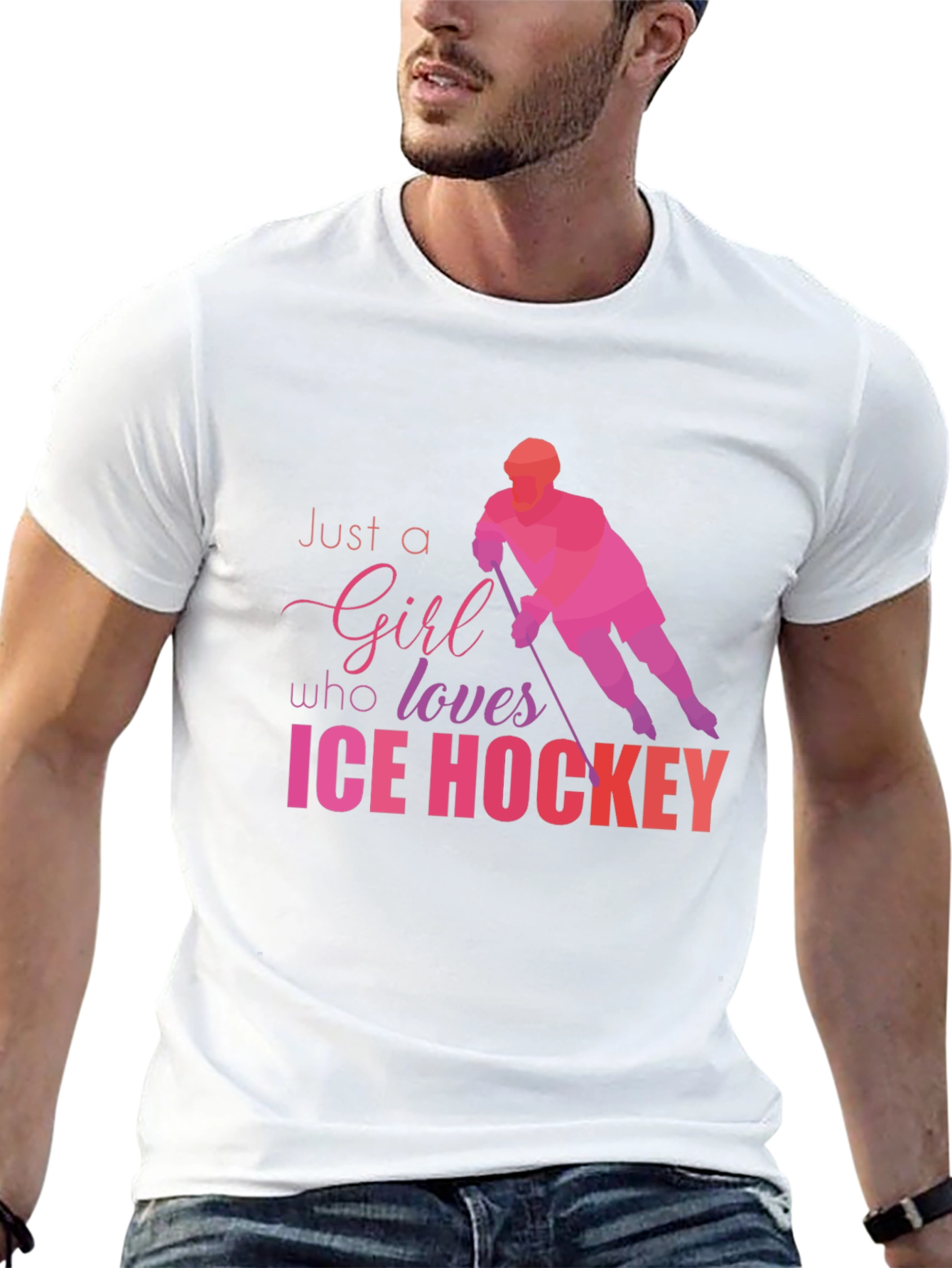 Girl Loves Ice Hockey Graphic T-Shirt - Black