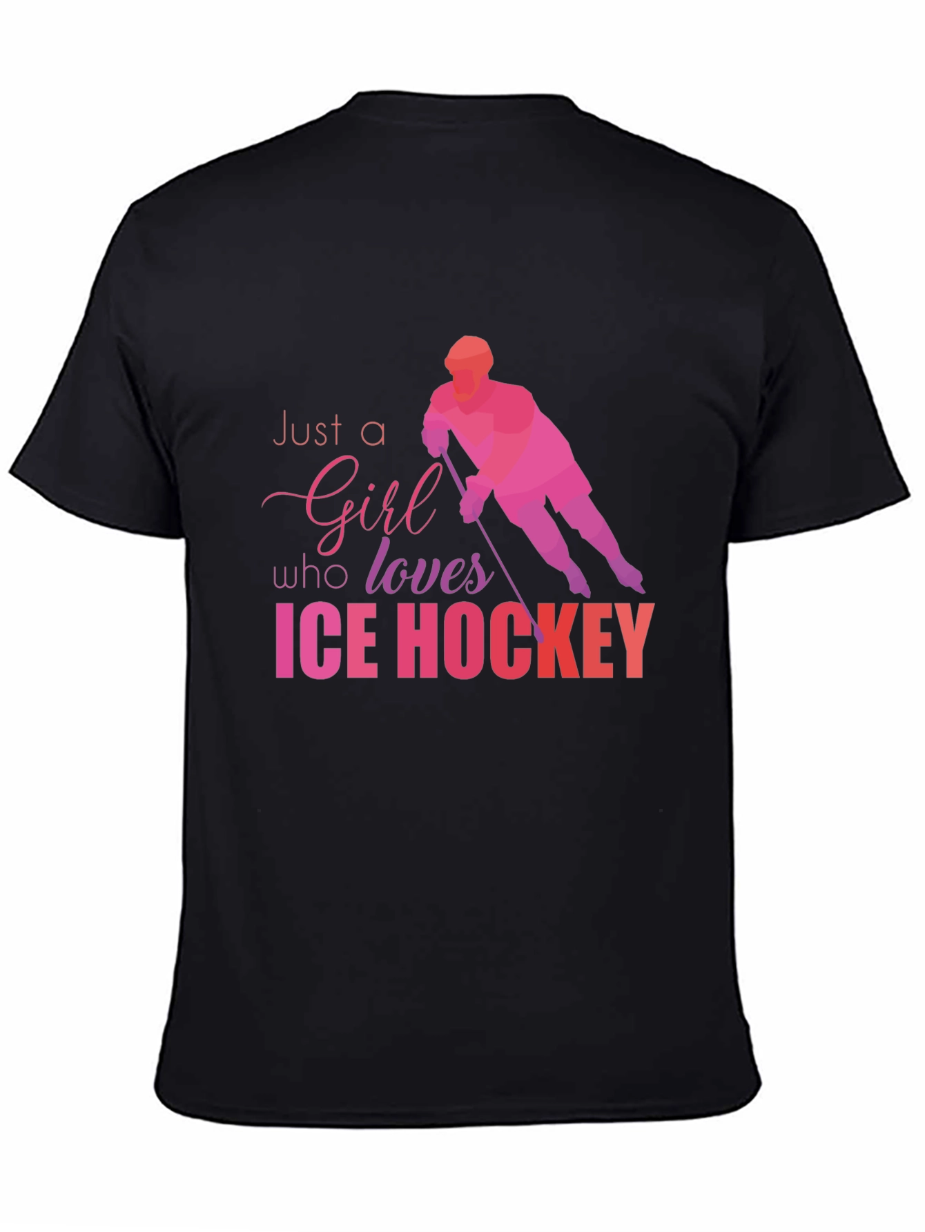Girl Loves Ice Hockey Graphic T-Shirt - Black