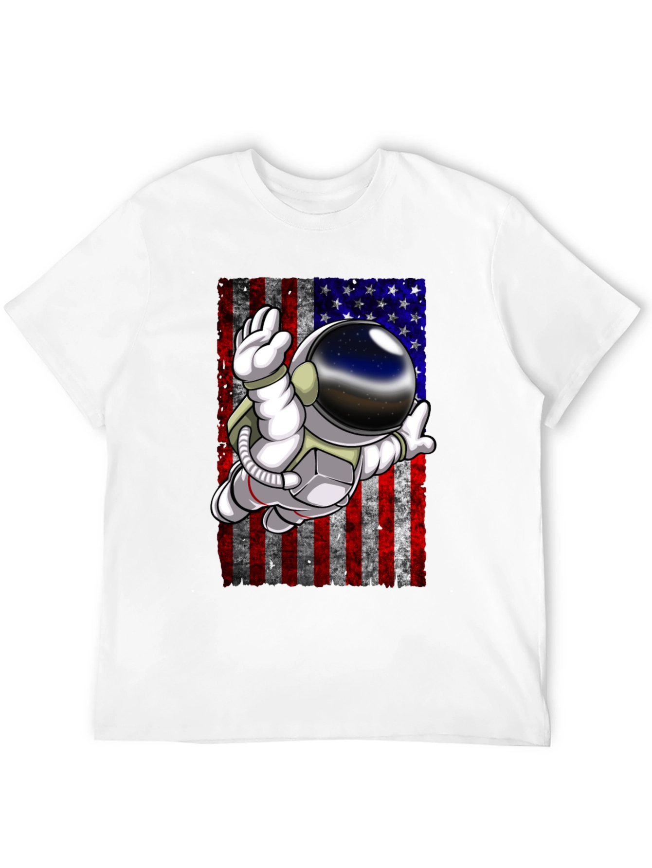 Astronaut American Flag Graphic T-Shirt