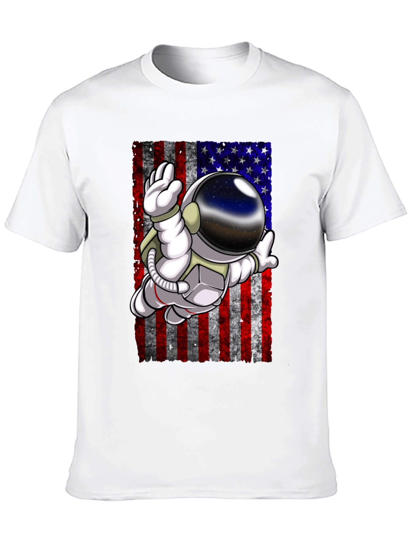Astronaut American Flag Graphic T-Shirt