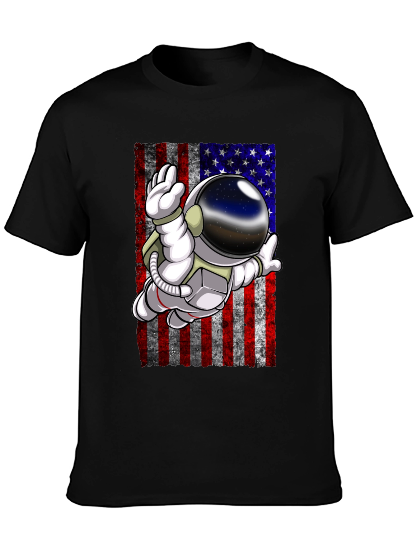 Astronaut American Flag Graphic T-Shirt