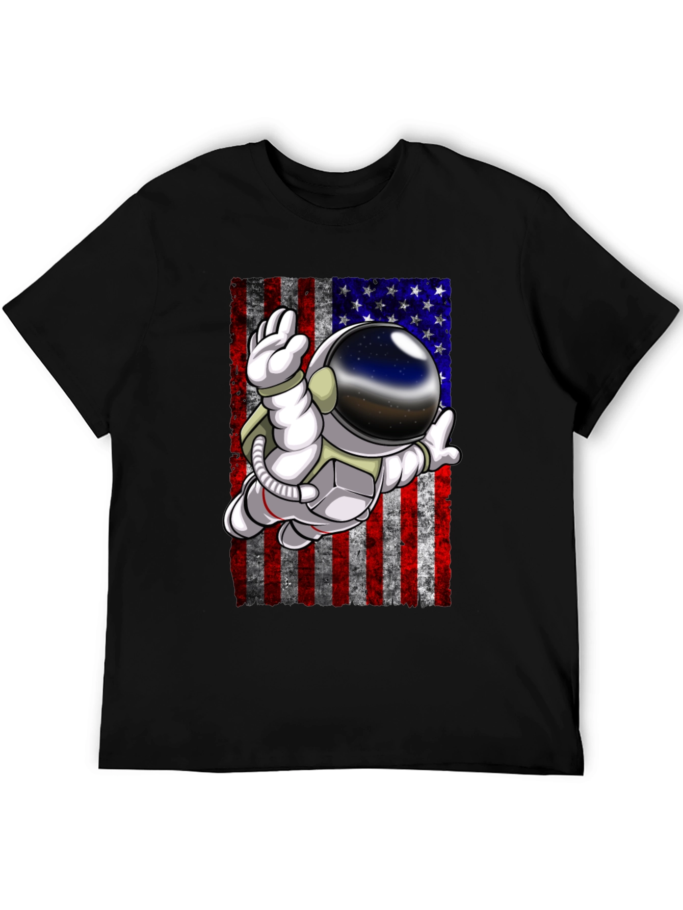 Astronaut American Flag Graphic T-Shirt