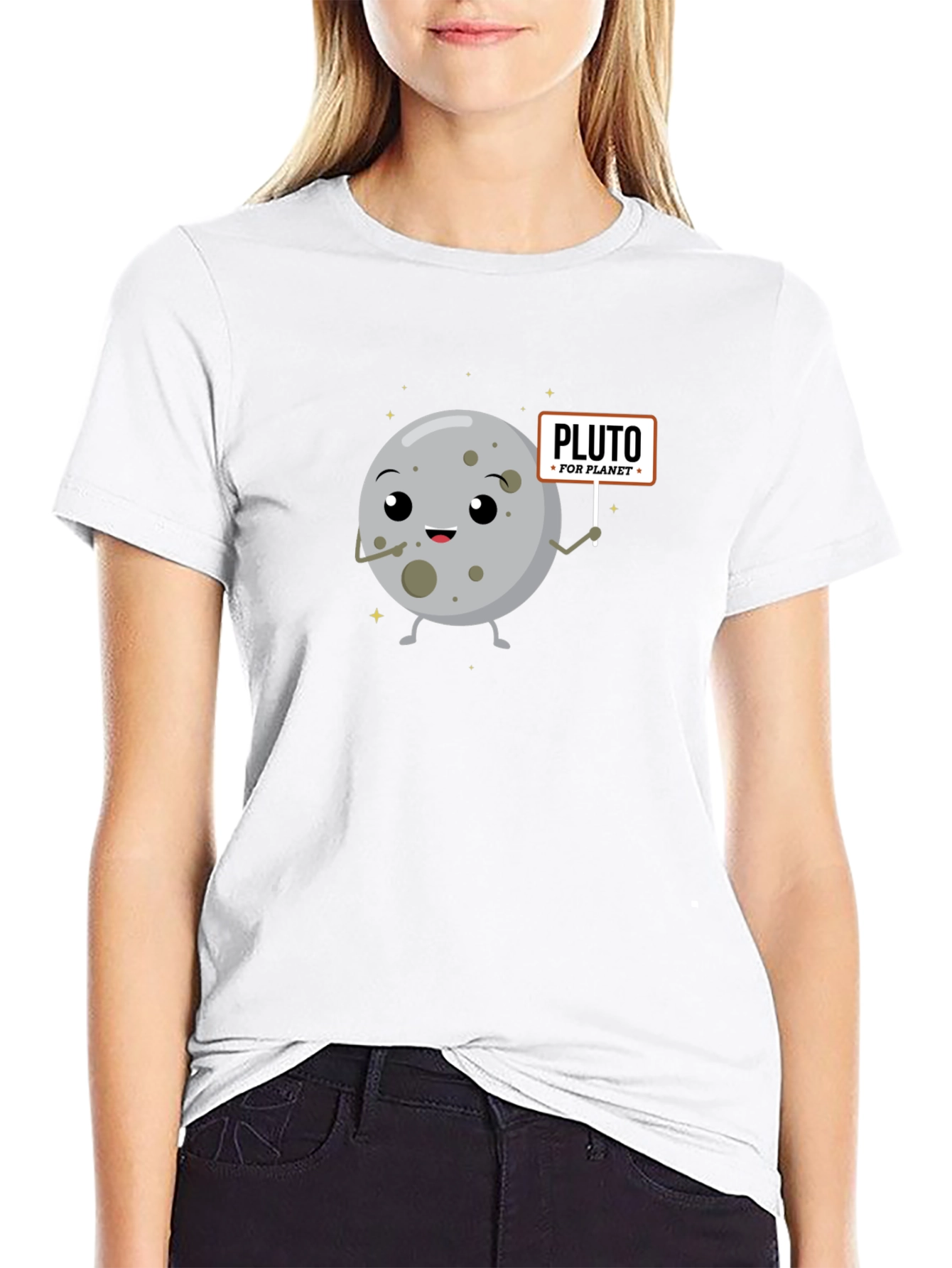 Pluto For Planet Black Graphic T-Shirt