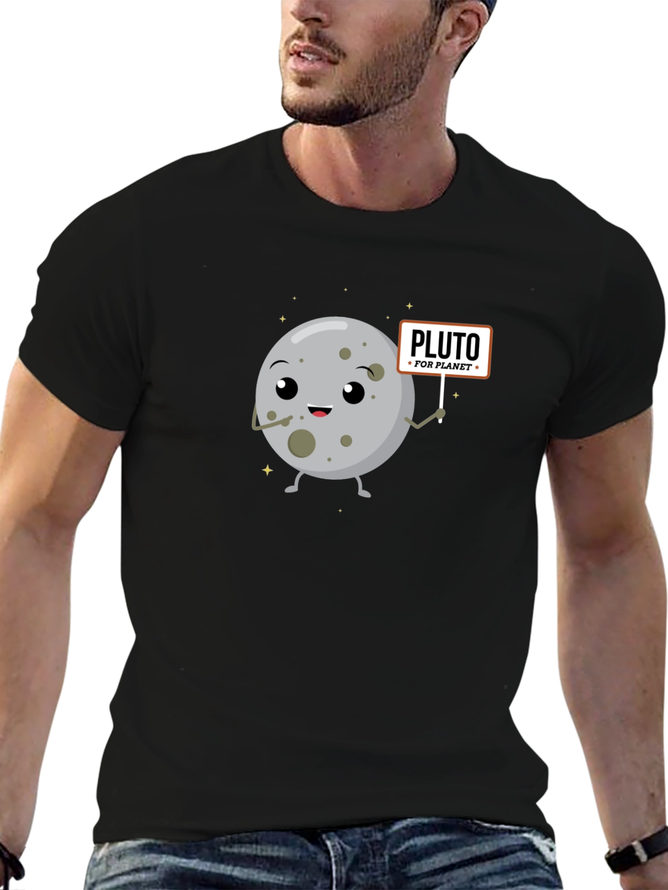 Pluto For Planet Black Graphic T-Shirt