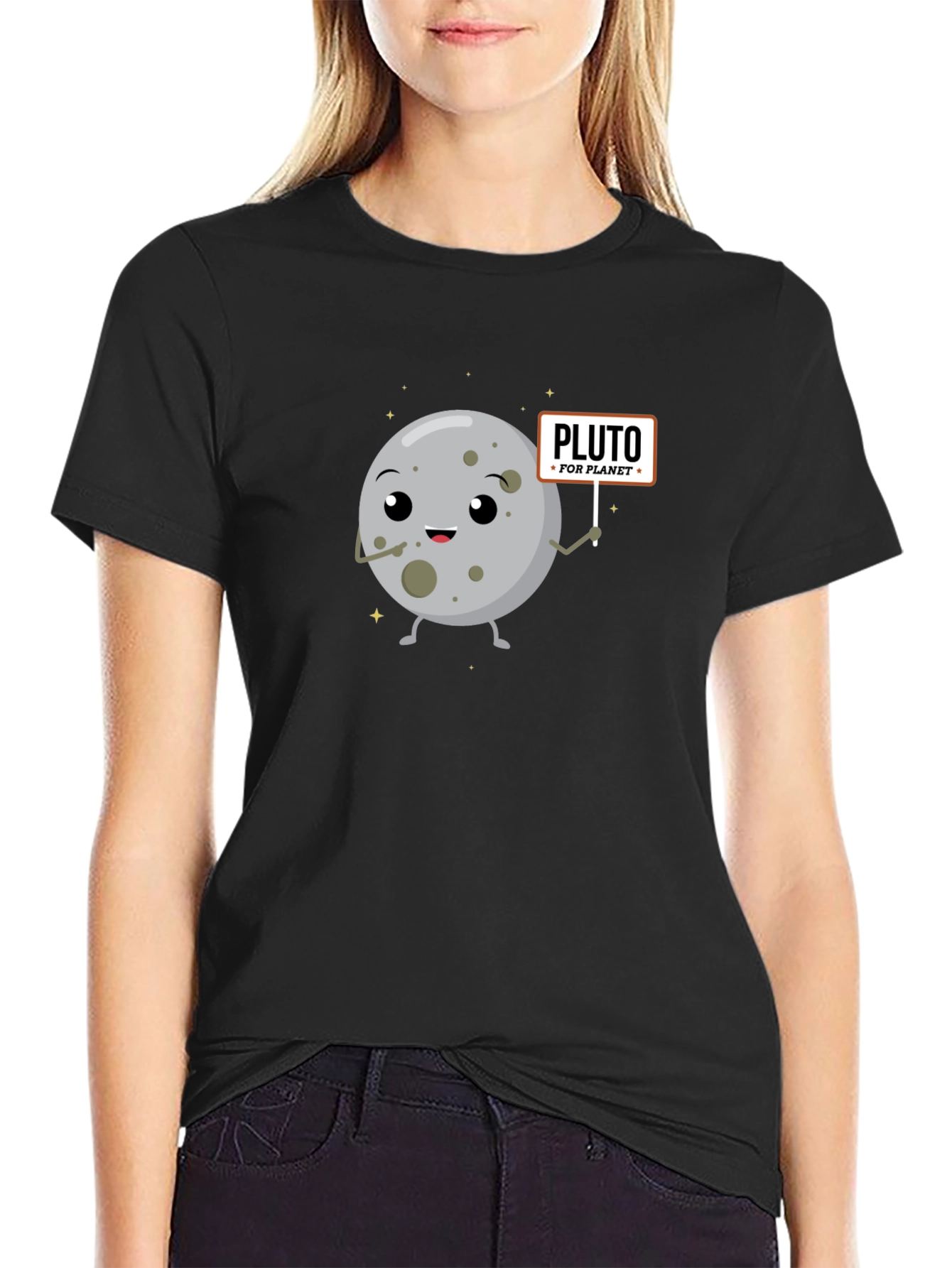 Pluto For Planet Black Graphic T-Shirt