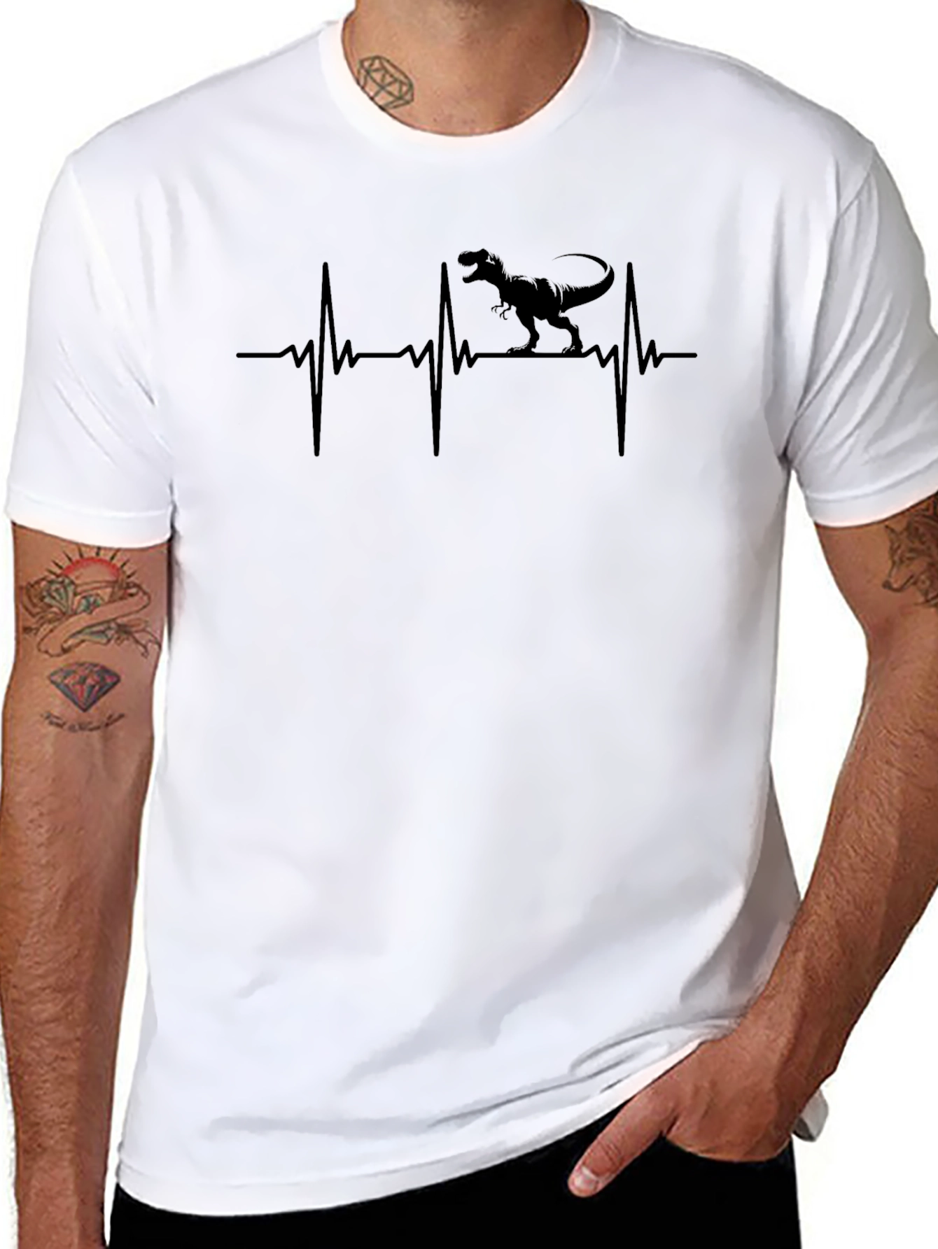 Dino Heartbeat T-Shirt - Black
