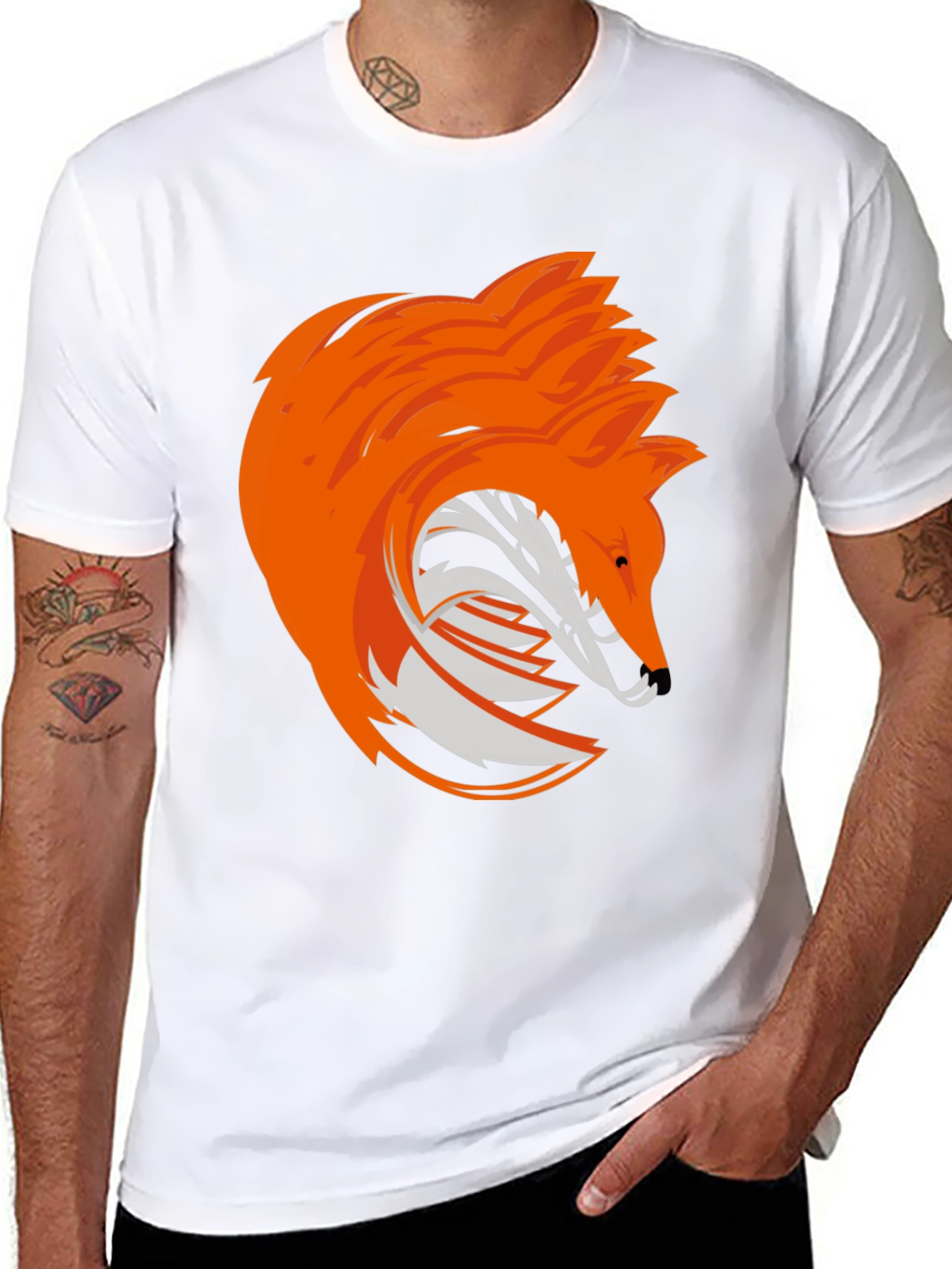 Stylized Fox Graphic Tee - Modern Animal Design