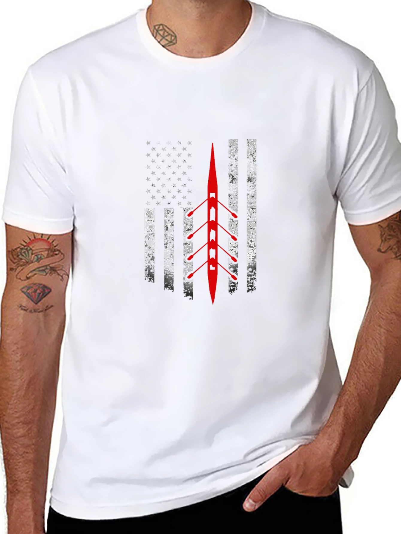Rowing USA Flag Graphic T-Shirt