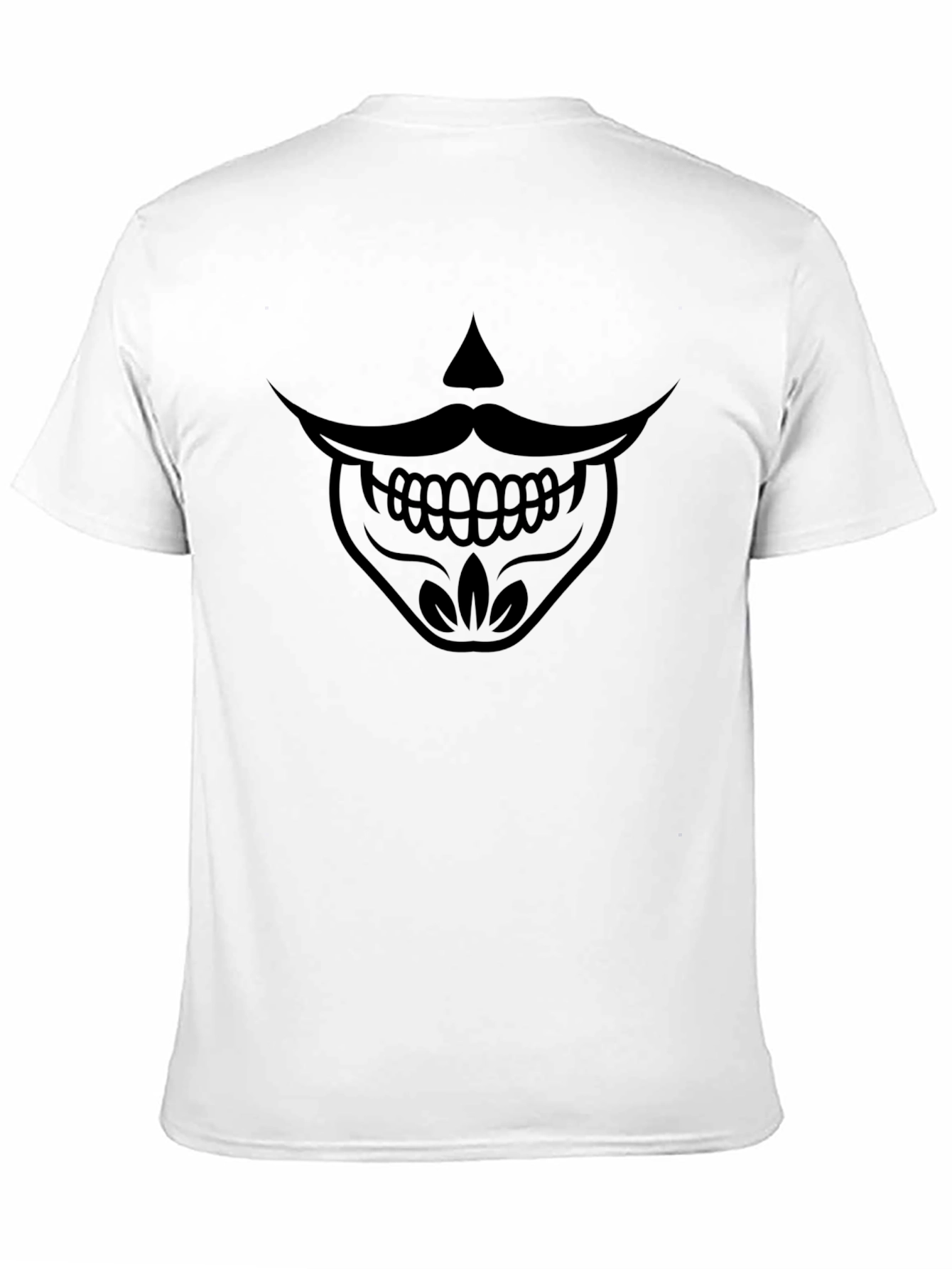 Mens Black T-Shirt - Moustache Skull Graphic