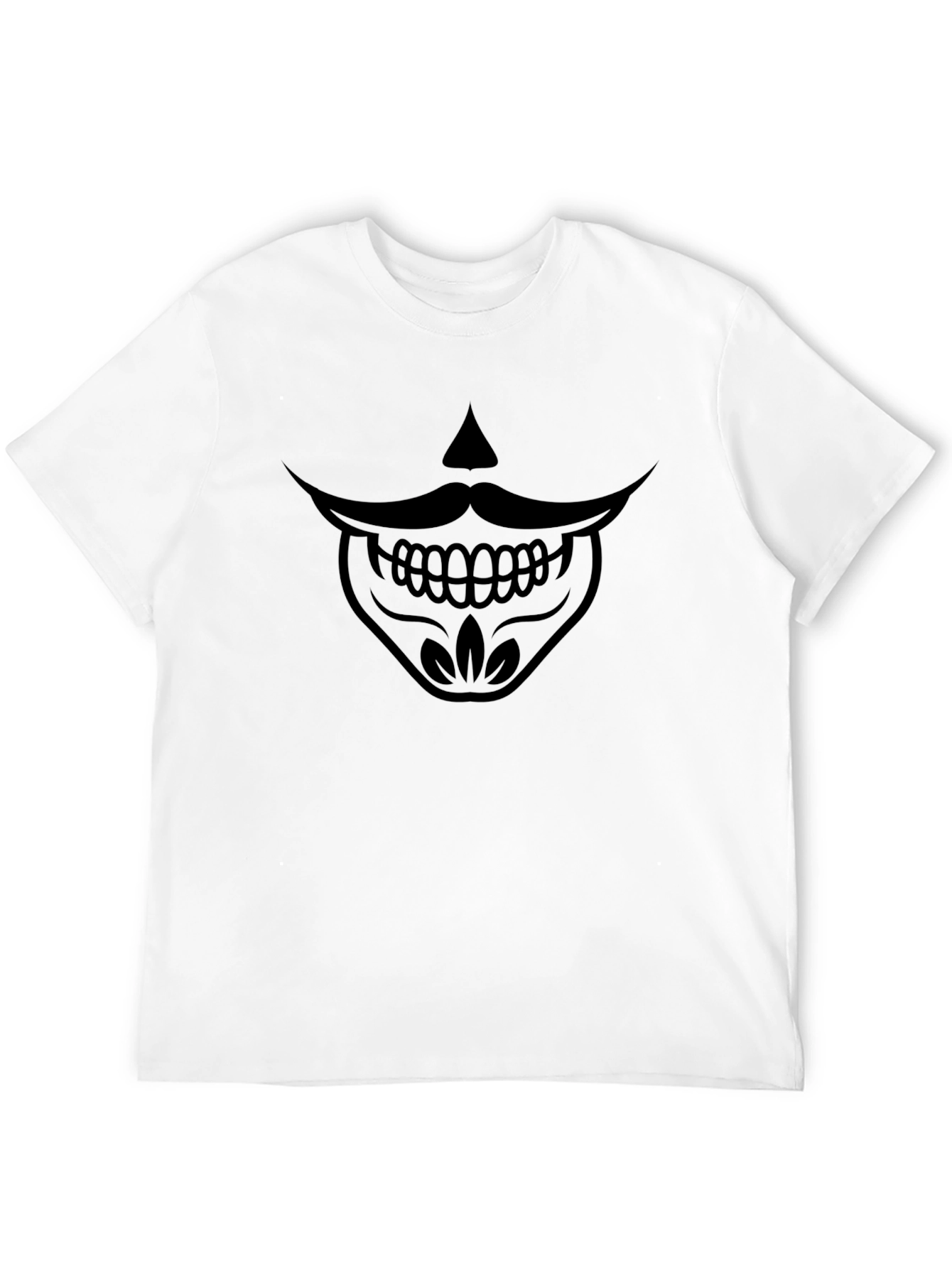 Mens Black T-Shirt - Moustache Skull Graphic