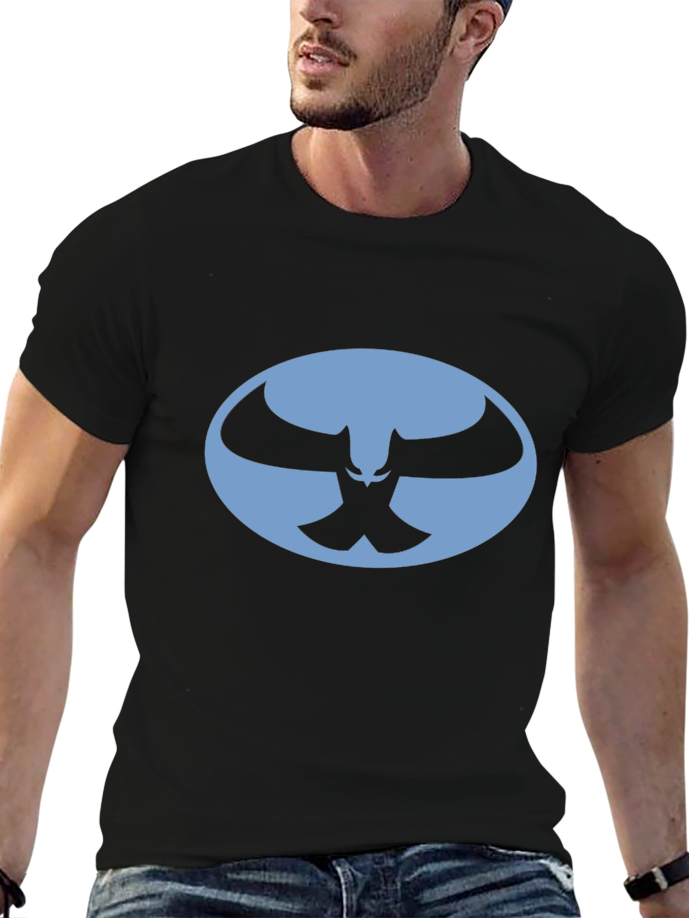 Black T-Shirt with Blue Owl Logo