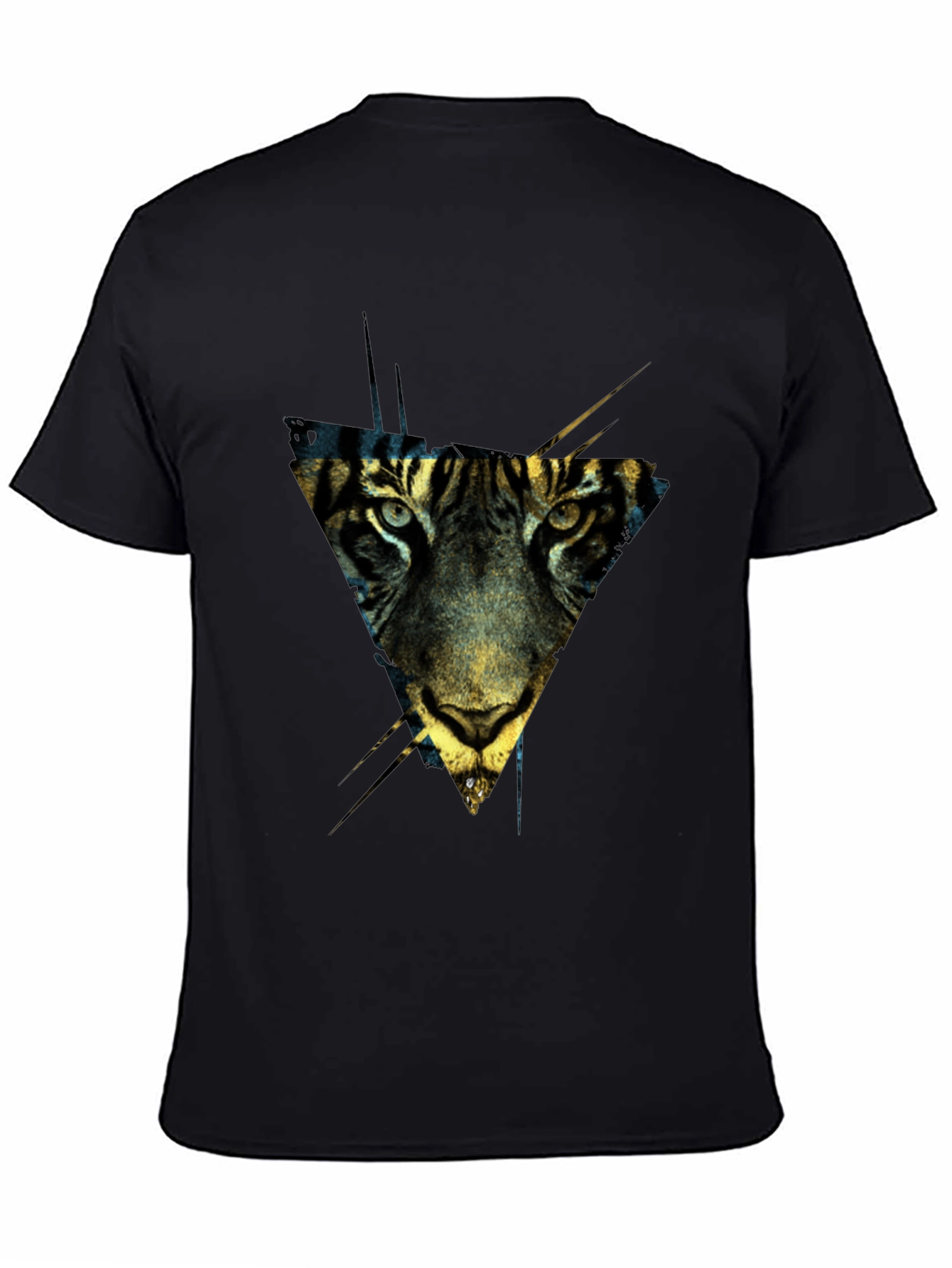 Geometric Tiger Print Black T-Shirt