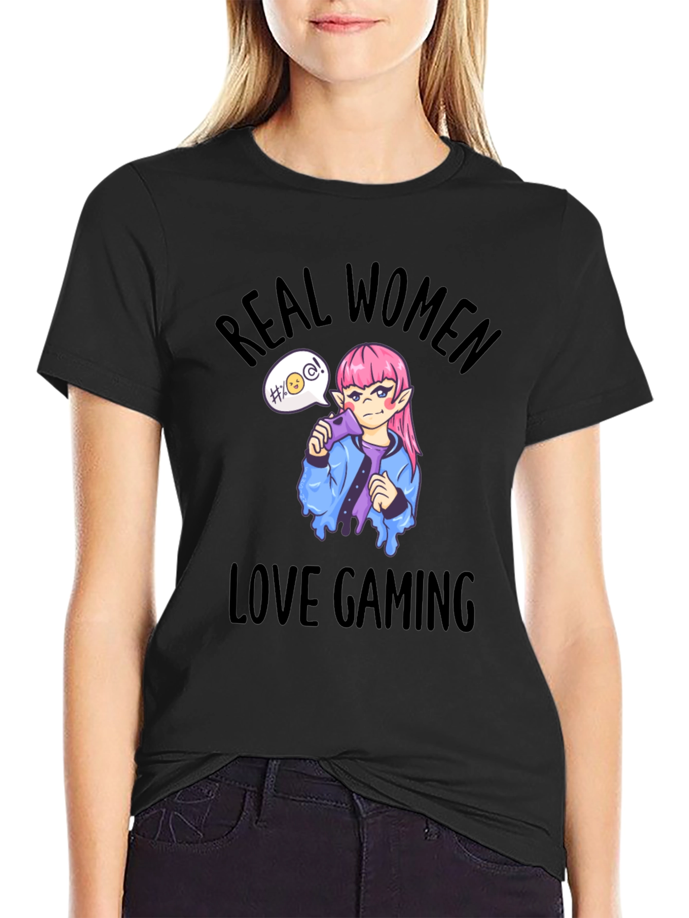 Real Women Love Gaming T-Shirt - Black