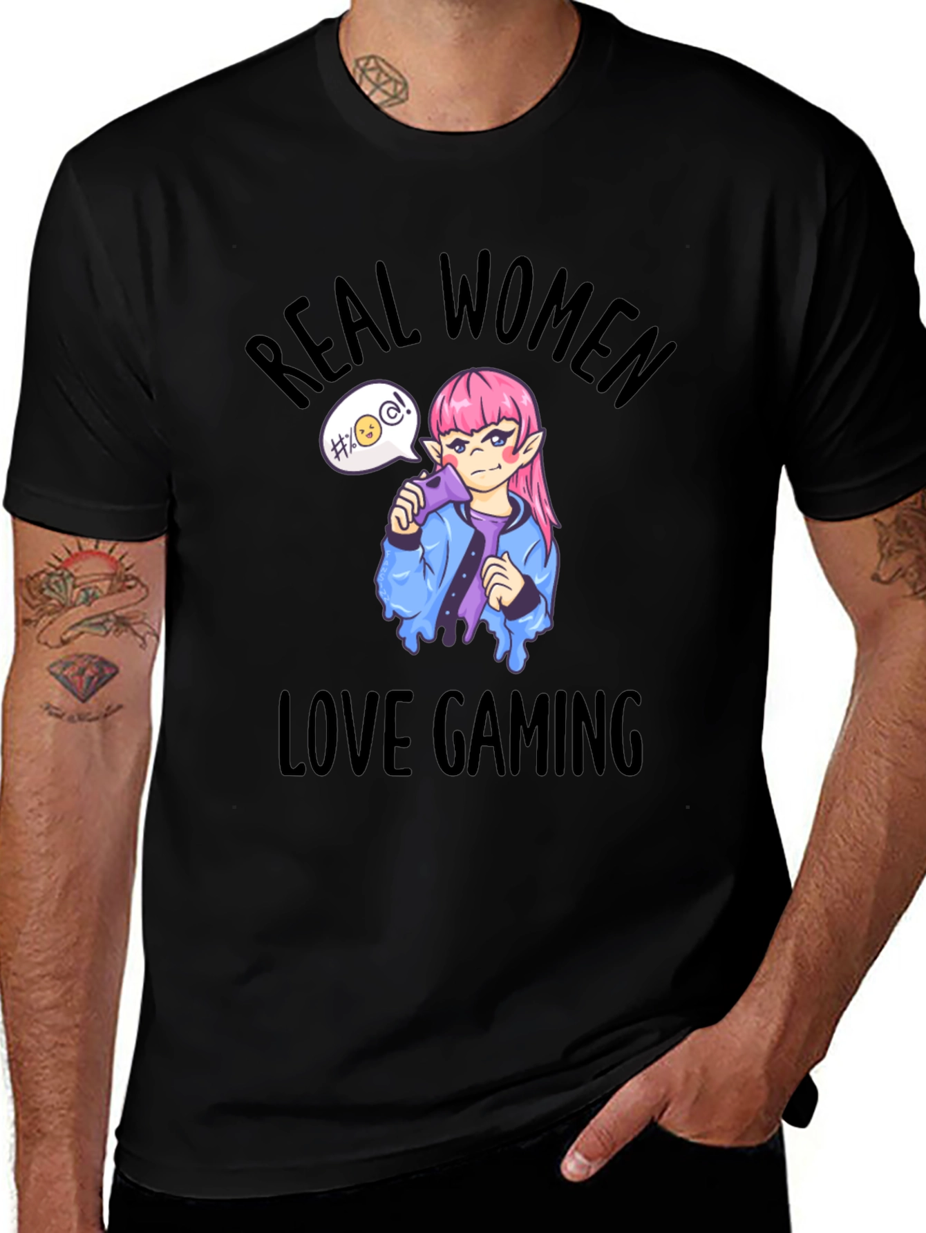 Real Women Love Gaming T-Shirt - Black