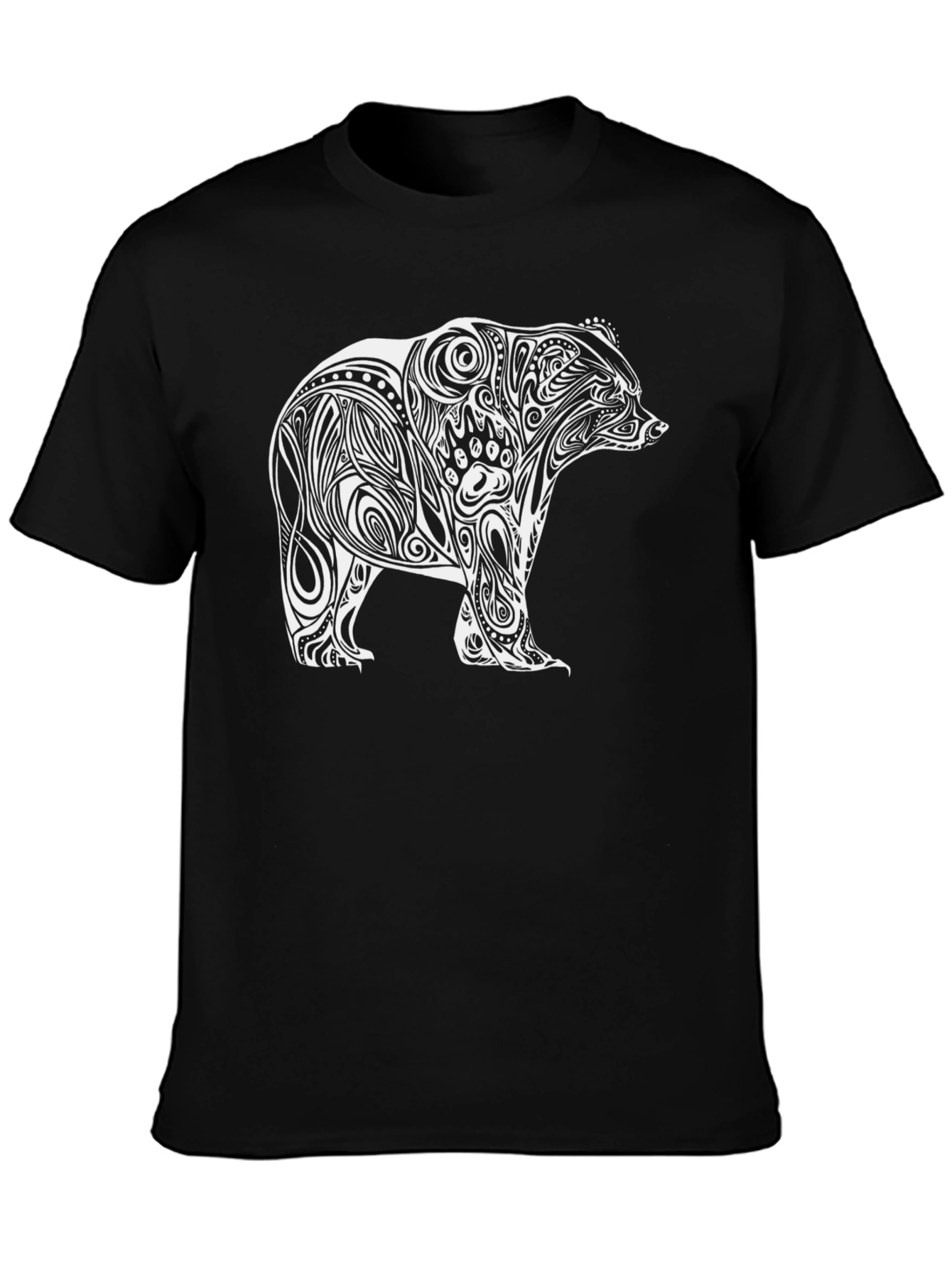 Tribal Bear Graphic T-Shirt - Black