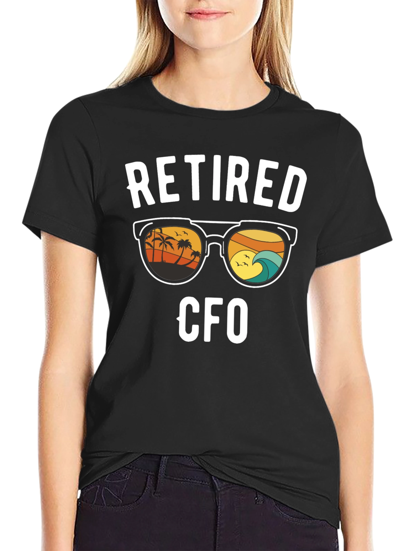 Retired CFO Graphic T-Shirt - Beach Scene