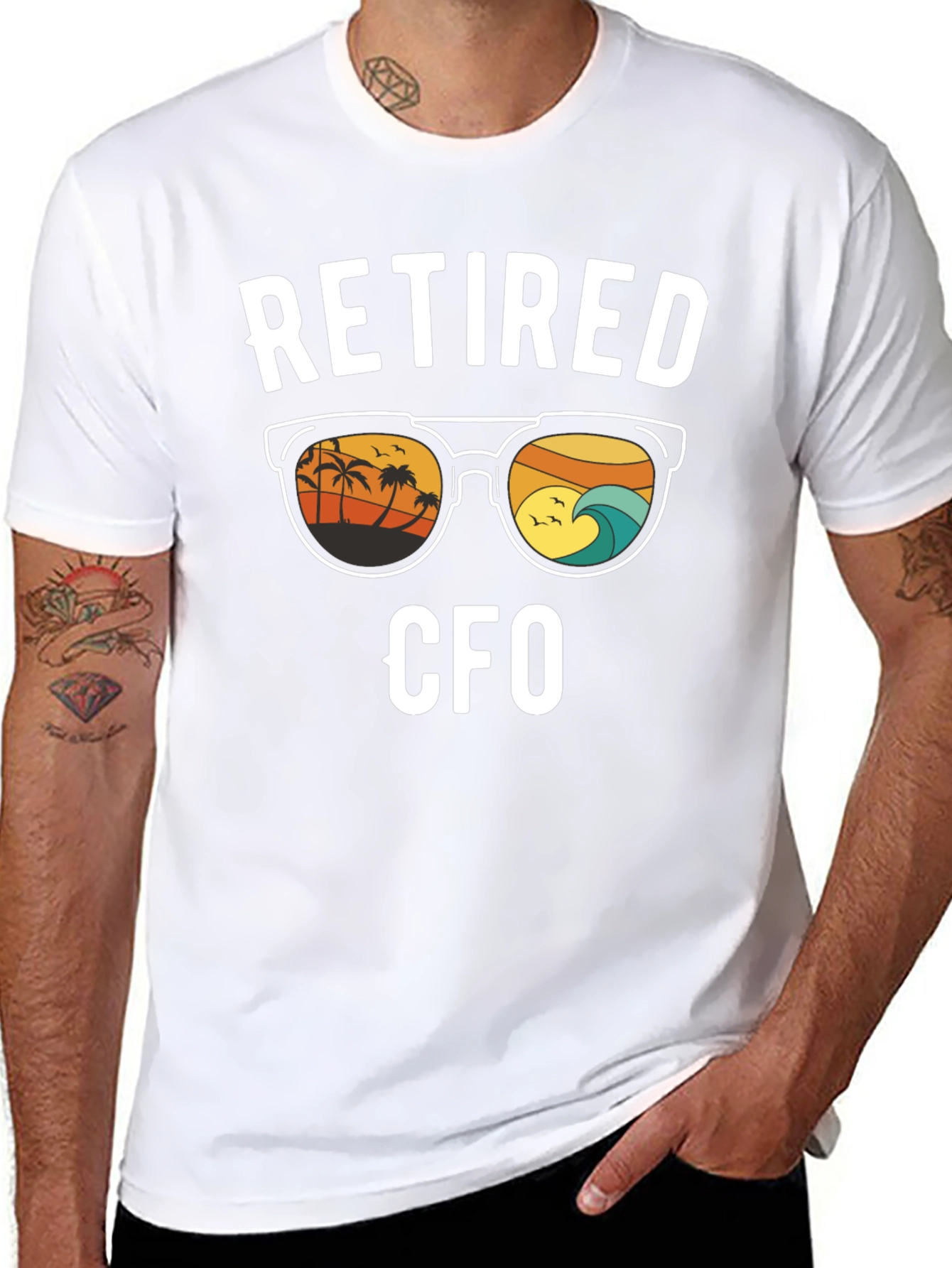 Retired CFO Graphic T-Shirt - Beach Scene