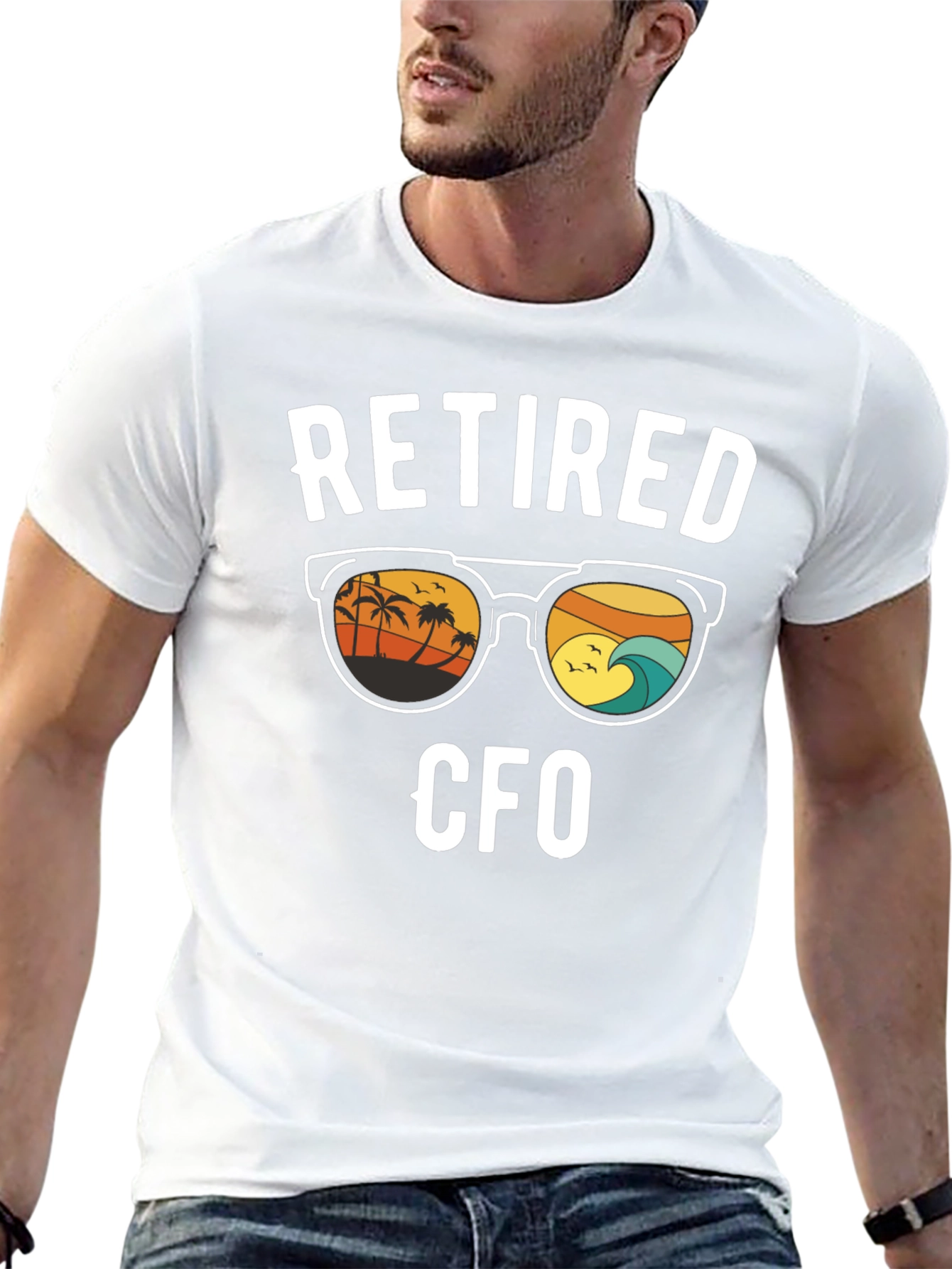 Retired CFO Graphic T-Shirt - Beach Scene