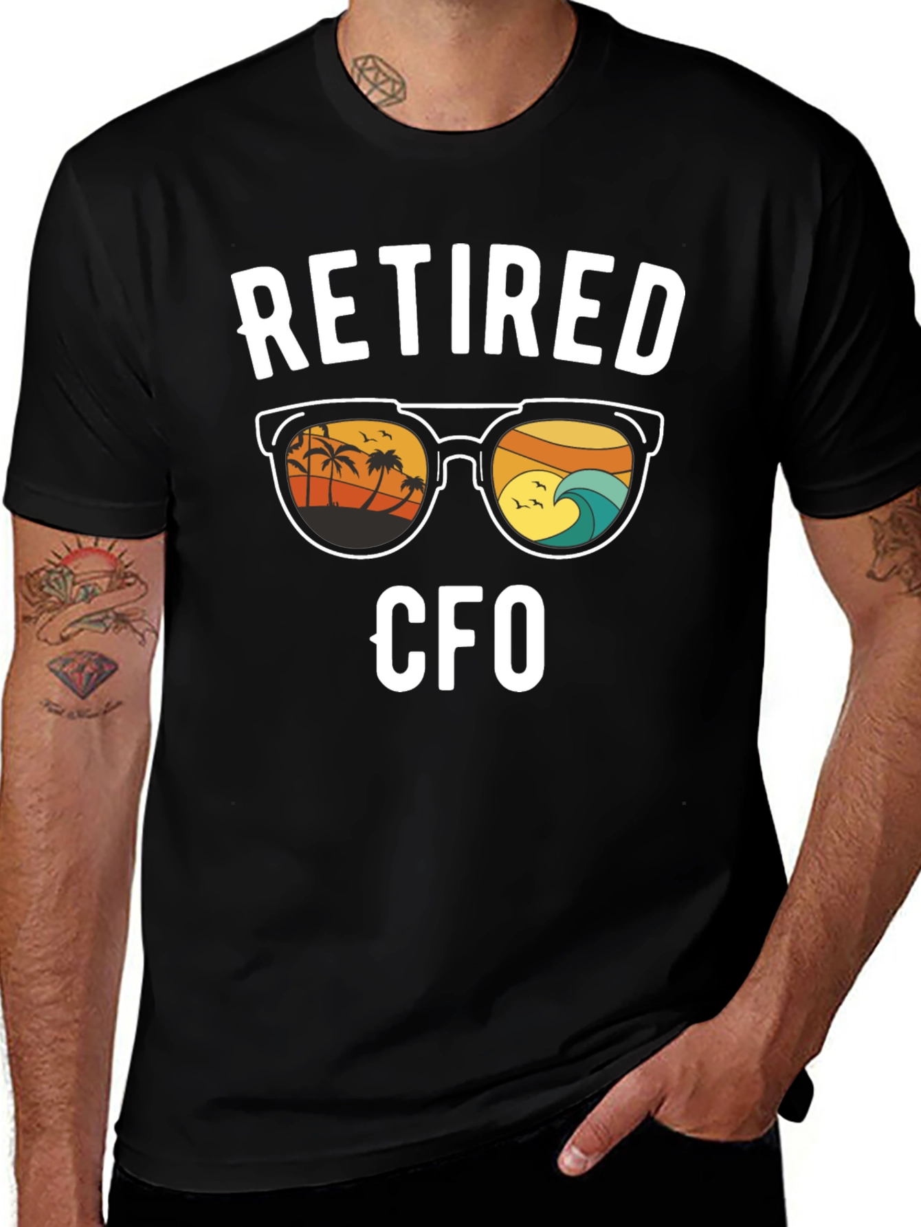 Retired CFO Graphic T-Shirt - Beach Scene