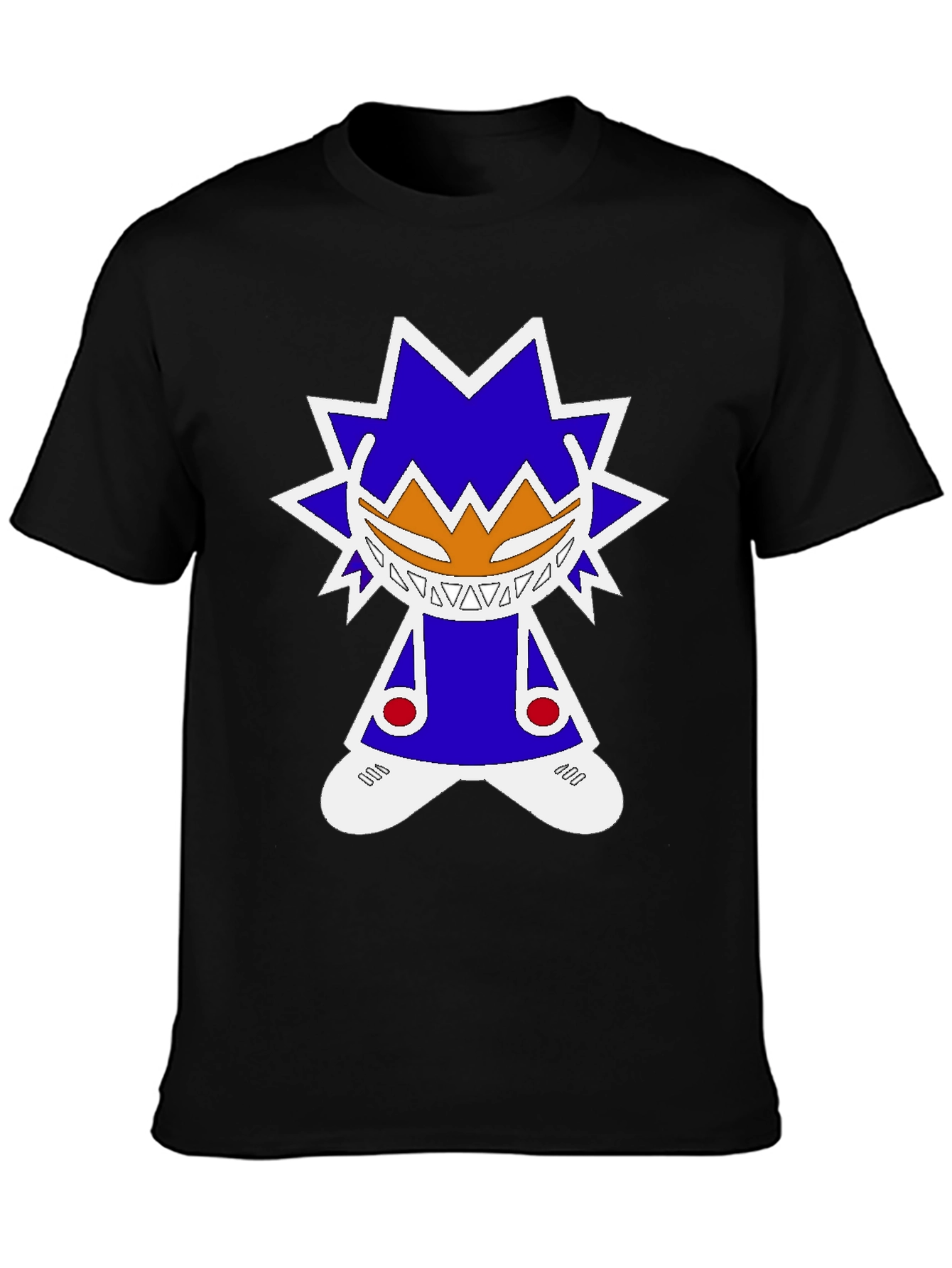 Graphic Tee: Funky Character Design Black Cotton