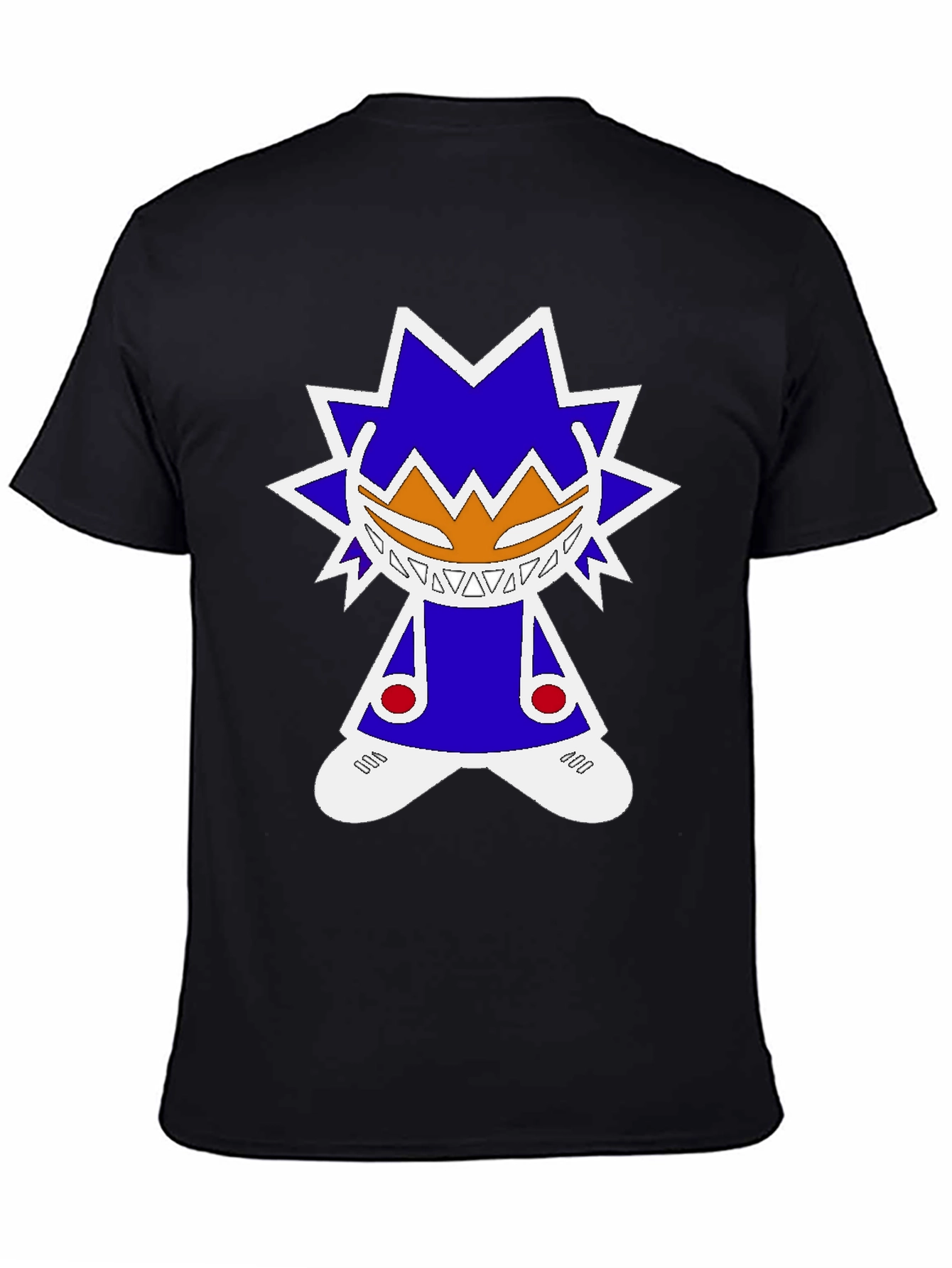 Graphic Tee: Funky Character Design Black Cotton