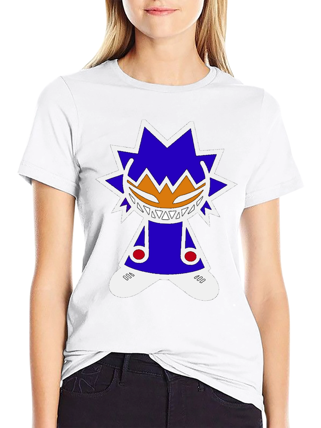 Graphic Tee: Funky Character Design Black Cotton