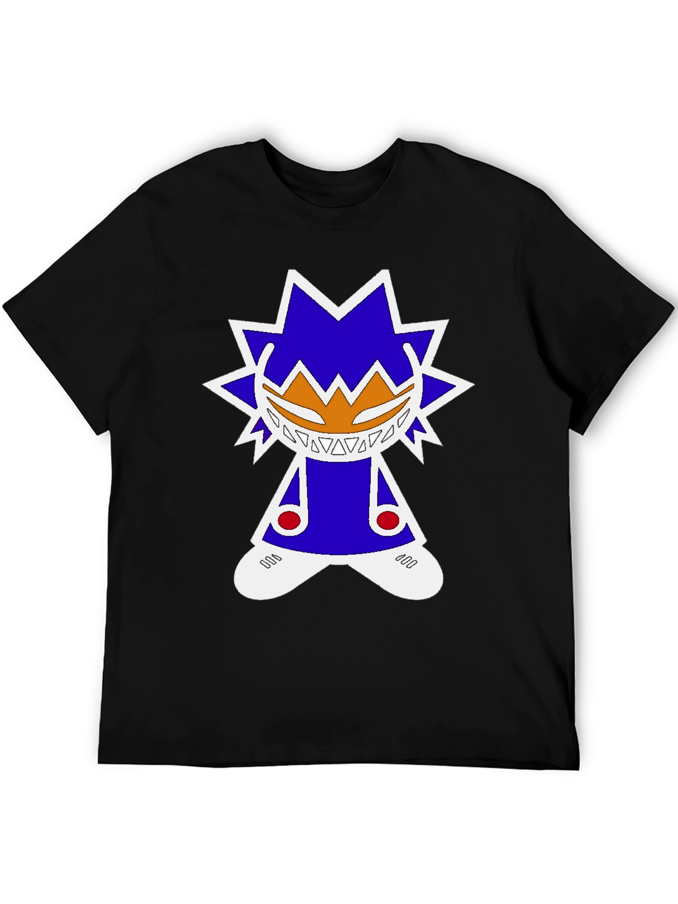 Graphic Tee: Funky Character Design Black Cotton