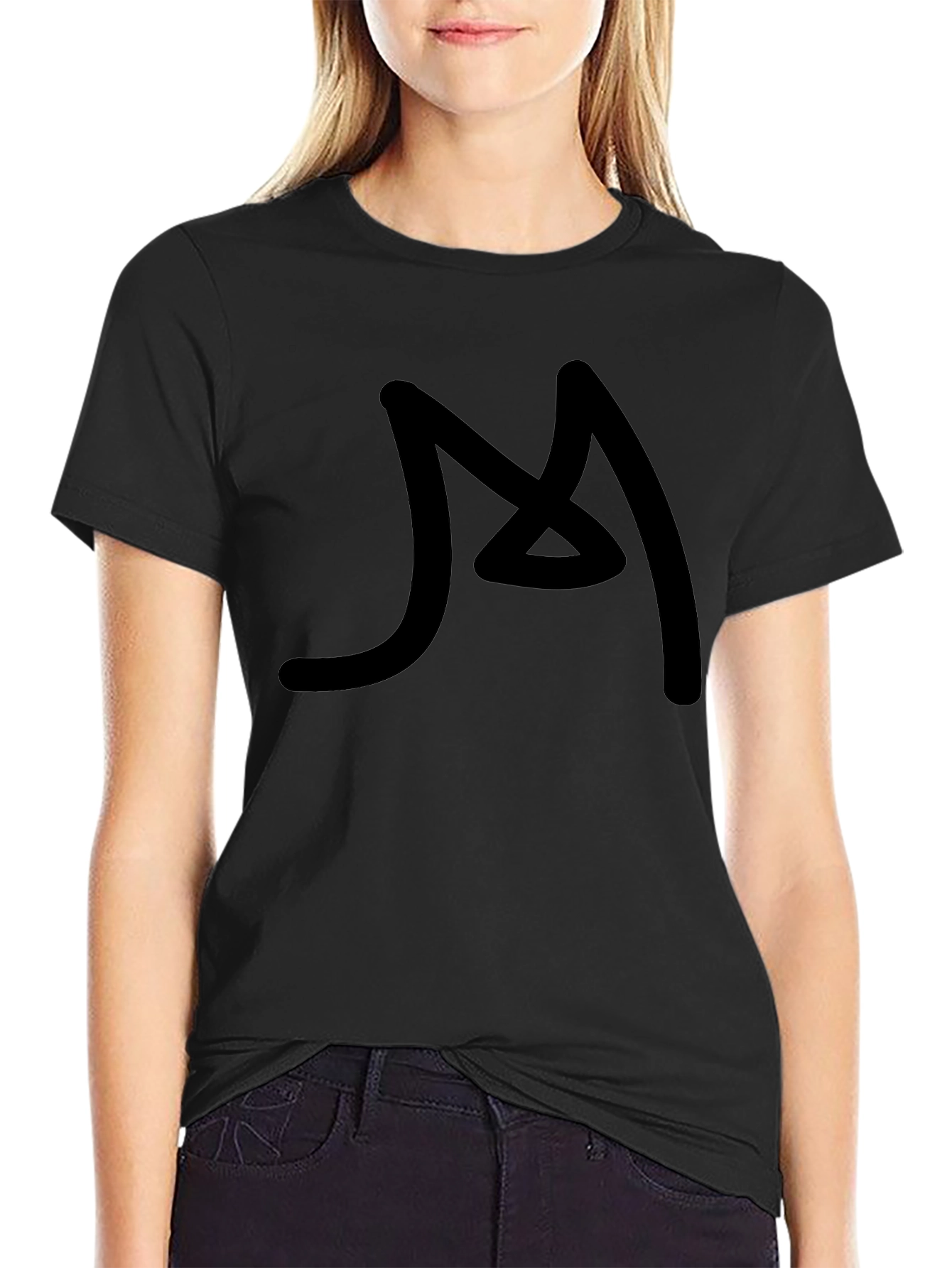 Mens Black Graphic Tee - Abstract M Design