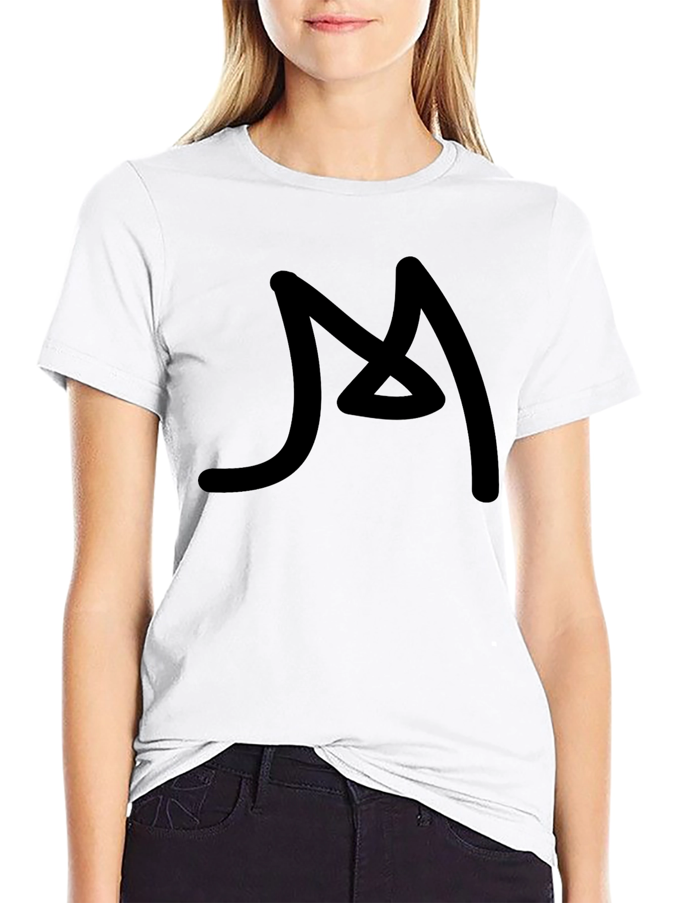 Mens Black Graphic Tee - Abstract M Design