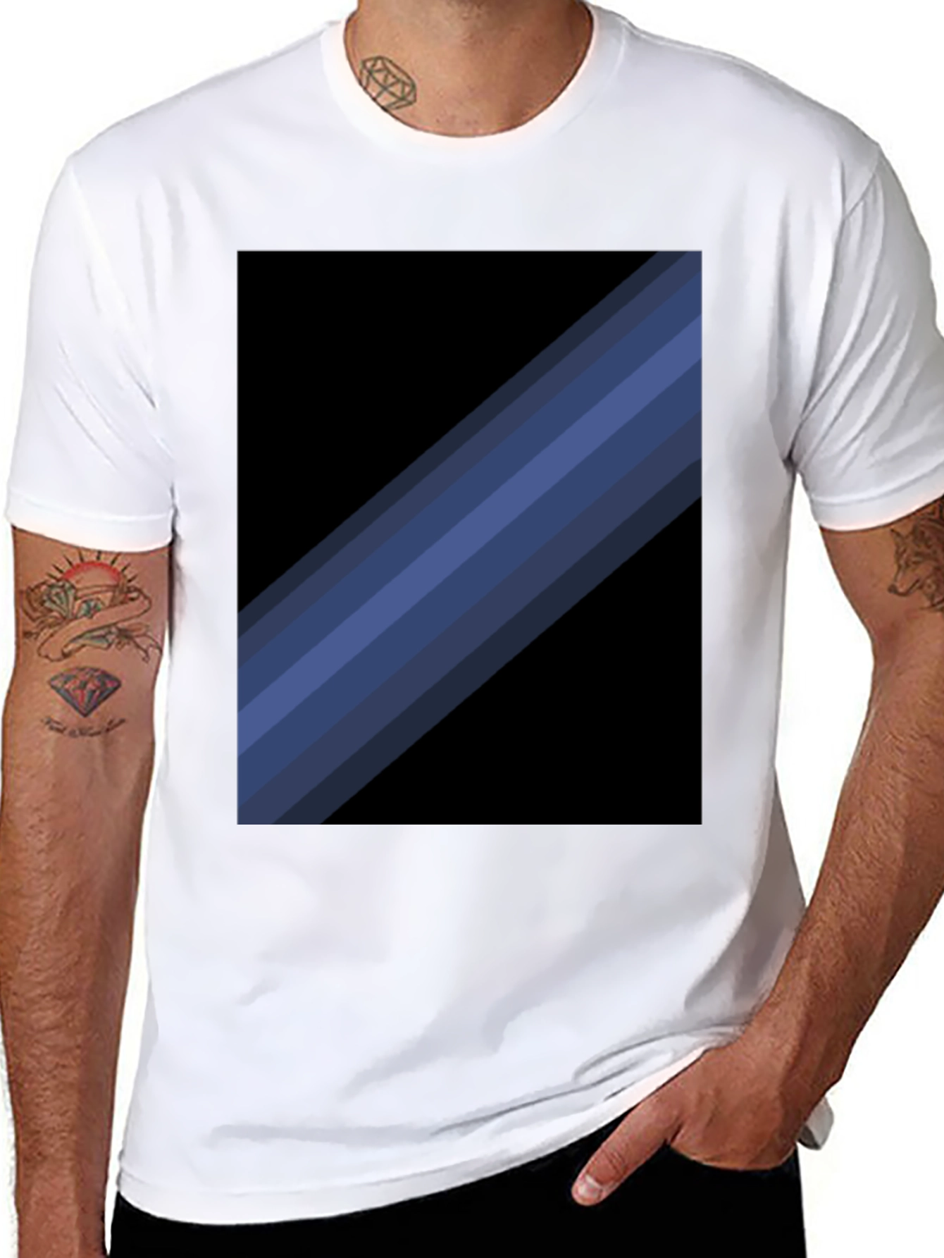 Striped Graphic Tee - Modern Black T-Shirt