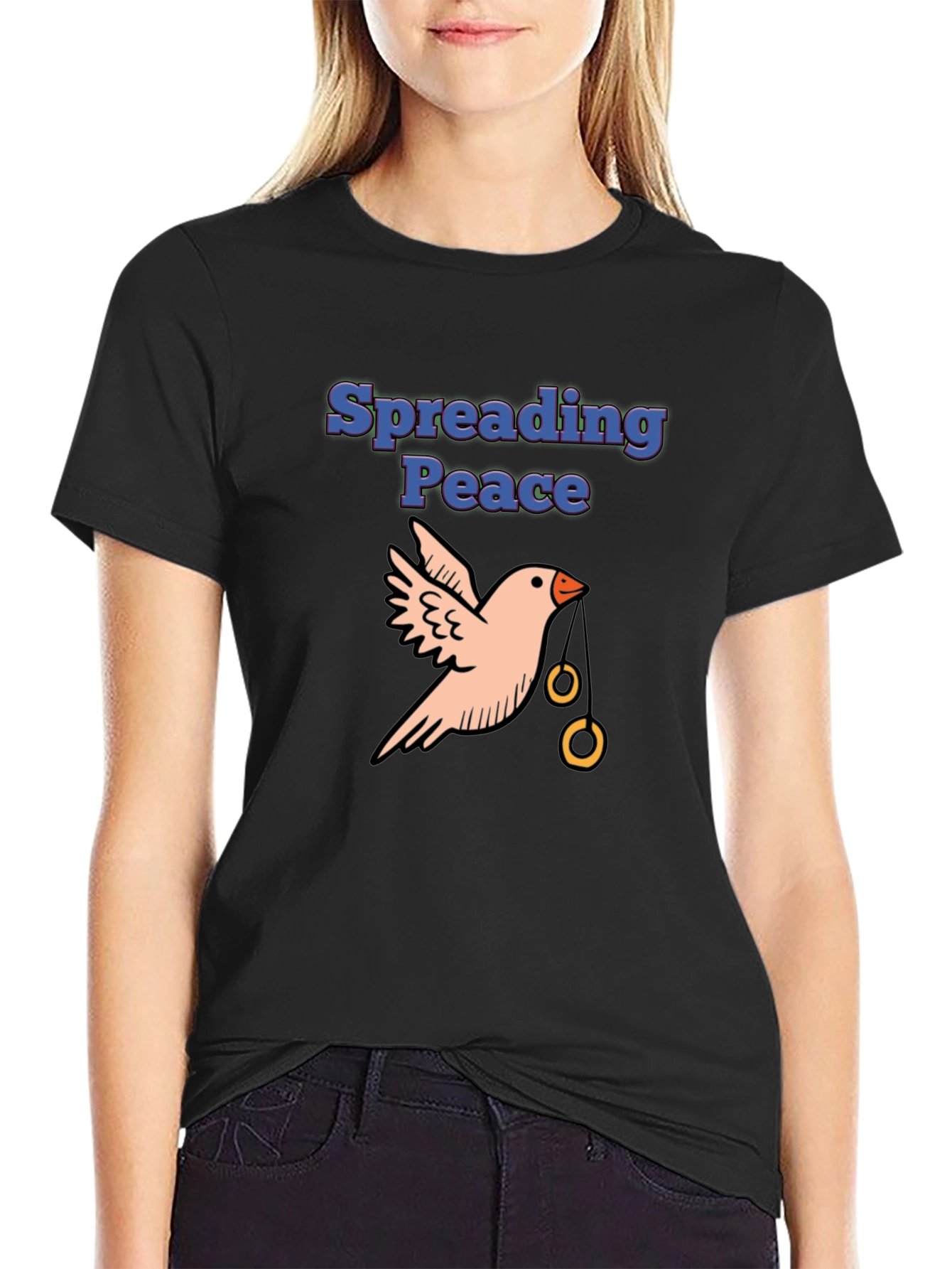 Spreading Peace T-Shirt - Bird with Rings Design
