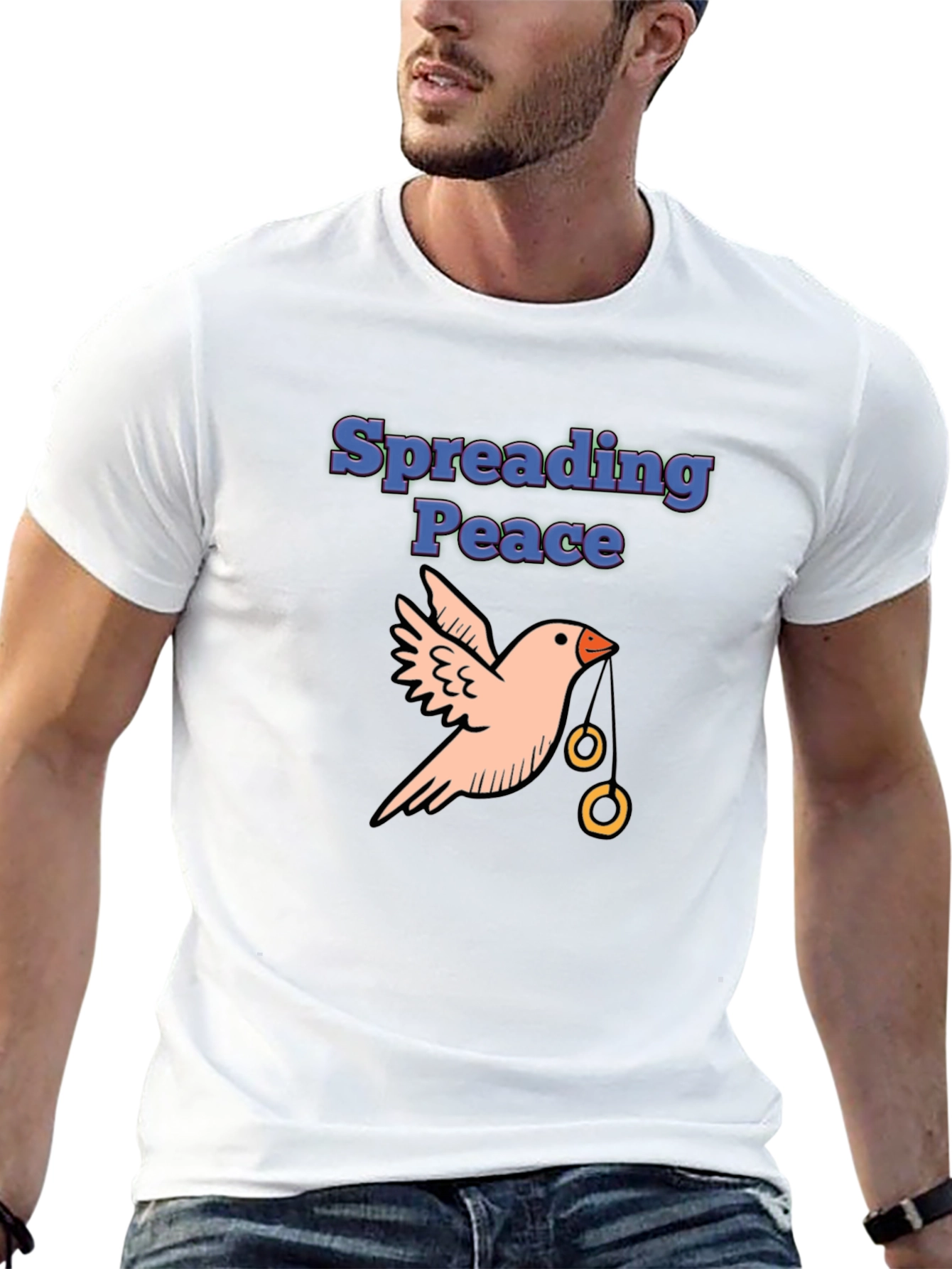 Spreading Peace T-Shirt - Bird with Rings Design