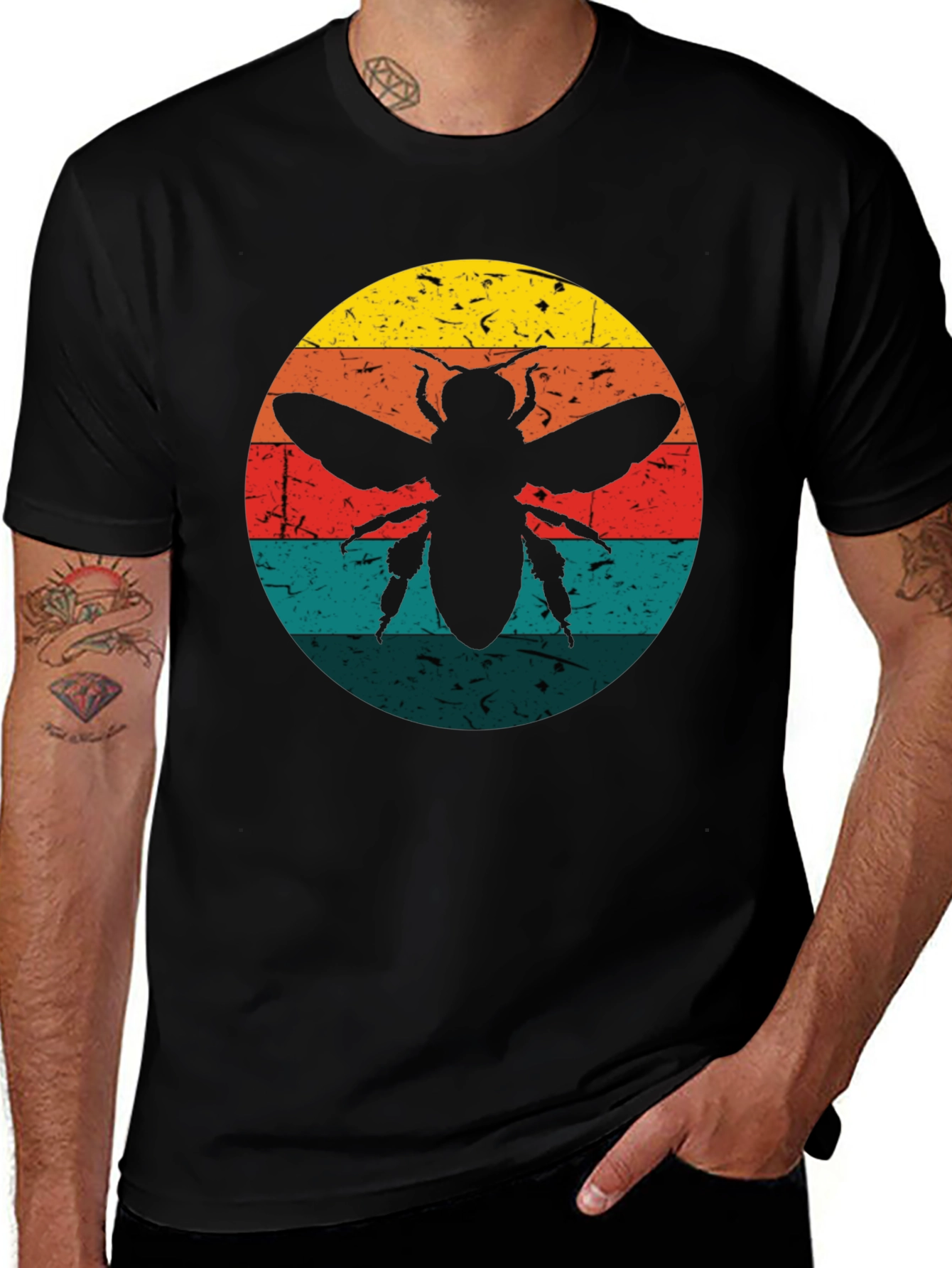 Retro Bee Graphic Tee - Black